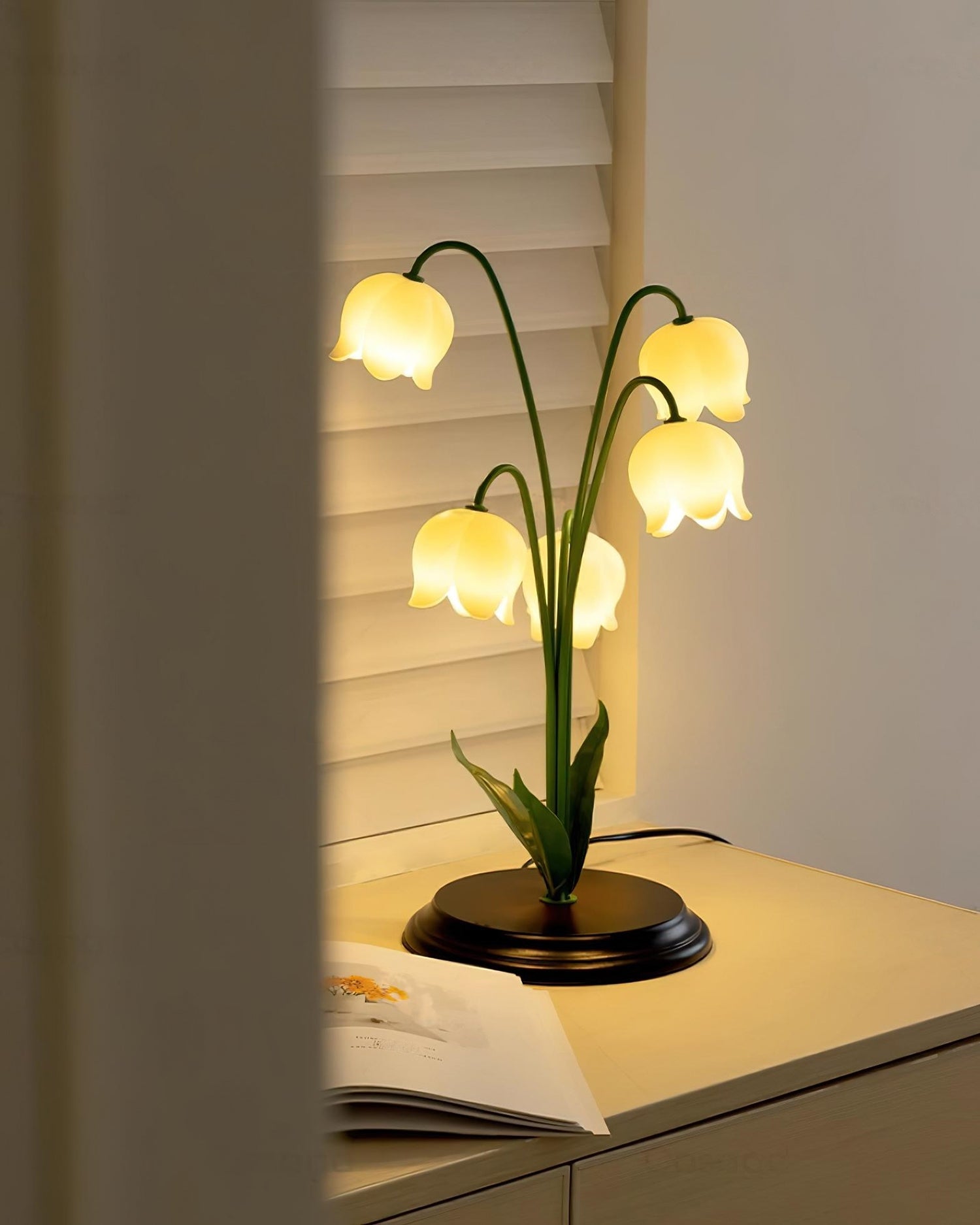 Lily Valley Table Lamp - Modern LED Bedside Nightstand Lamp with USB Port, Touch Control, 3 Color Temperatures - Perfect for Bedroom, Living Room, Office & Reading Nook