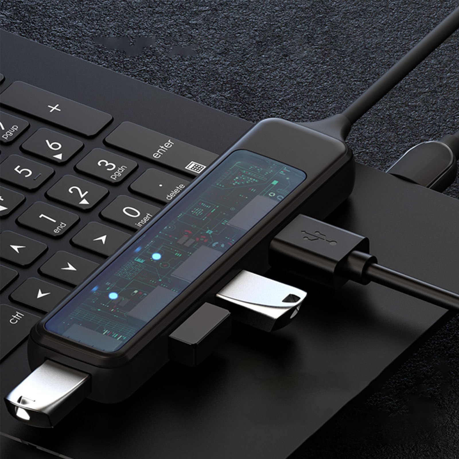 USB 3.0 Hub 4-Port with Card Reader for Laptop & PC - Fast Data Transfer