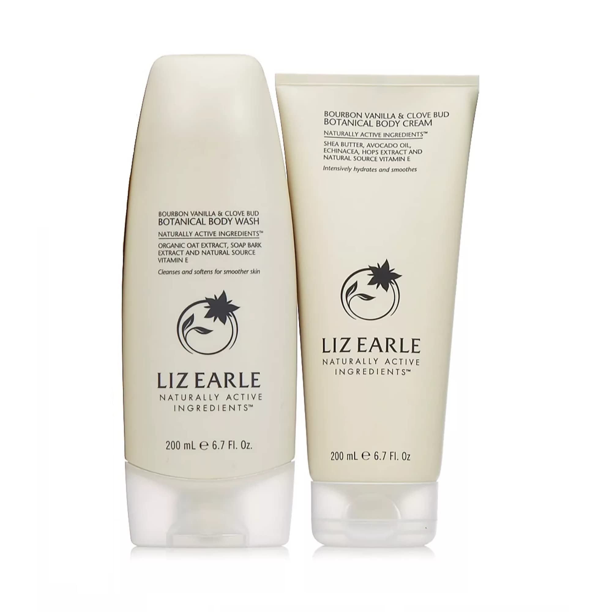Liz Earle Bourbon Vanilla & Clove Bud Body Wash and Body Cream Gift Set (200ml) - Luxurious Moisturizing Skincare Duo for Dry Skin, Perfect Holiday Gift & Self-Care Pampering