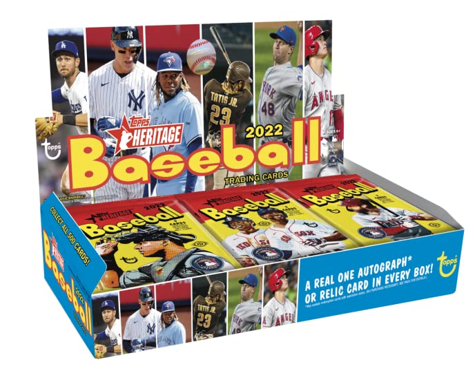 2022 Topps Heritage Baseball Hobby Box - 24 Packs with 9 Cards Each (Includes 1 Autograph or Relic Card) | Collectible Trading Cards for Baseball Fans & Sports Memorabilia Enthusiasts | Perfect for Card Collectors, Gift Giving, and Investment