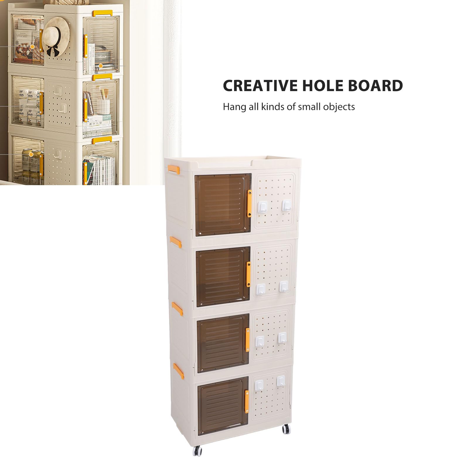Stackable Foldable Transparent PP Storage Containers - 4 Tier Closet Organizer Box for Books, Snacks & School Supplies | Perfect for Dorm Room, Office & Home Organization