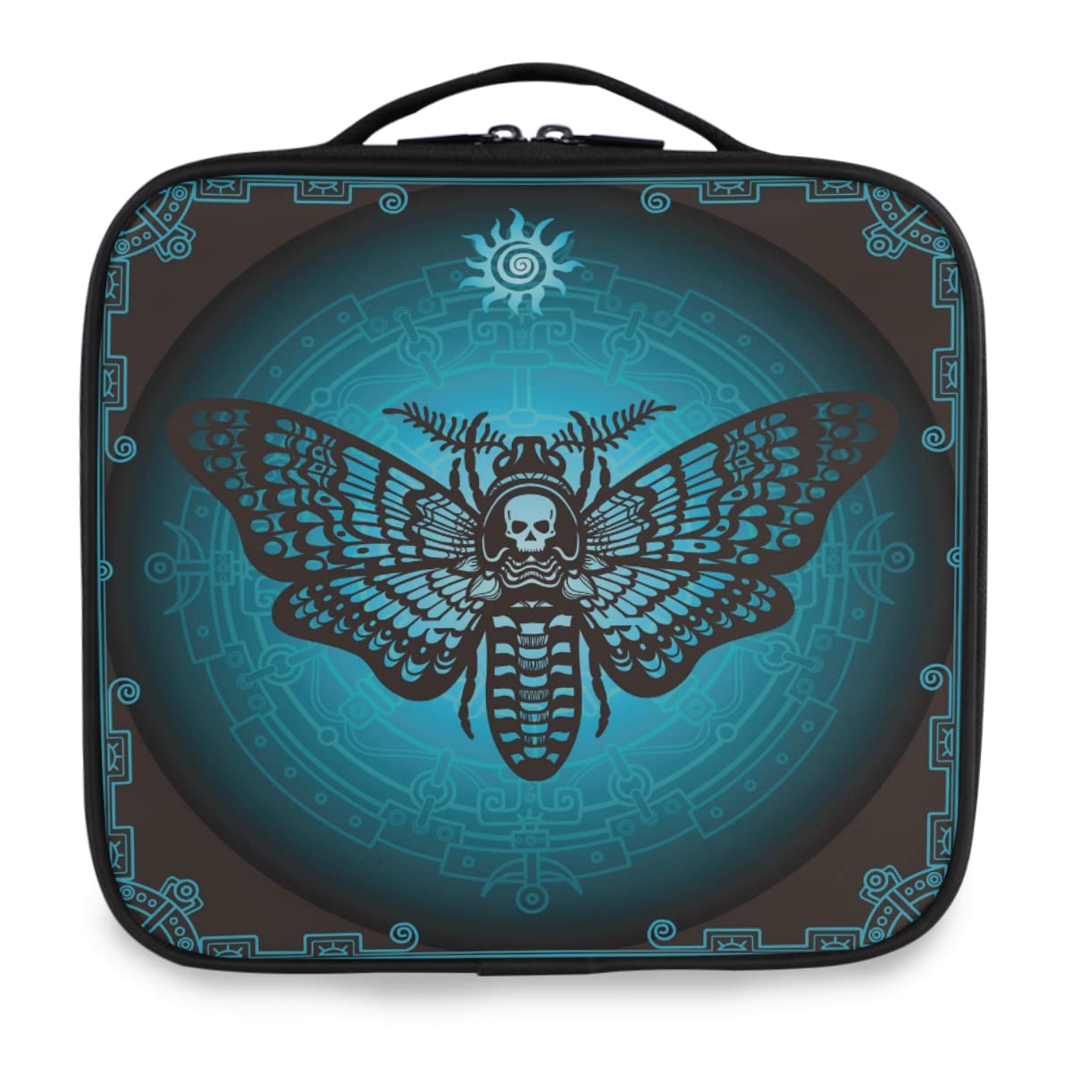 Gothic Skull & Butterfly Makeup Bag for Women - Travel Cosmetic Organizer with Adjustable Dividers | Waterproof Toiletry Bag for Vacation, Gym & Daily Use