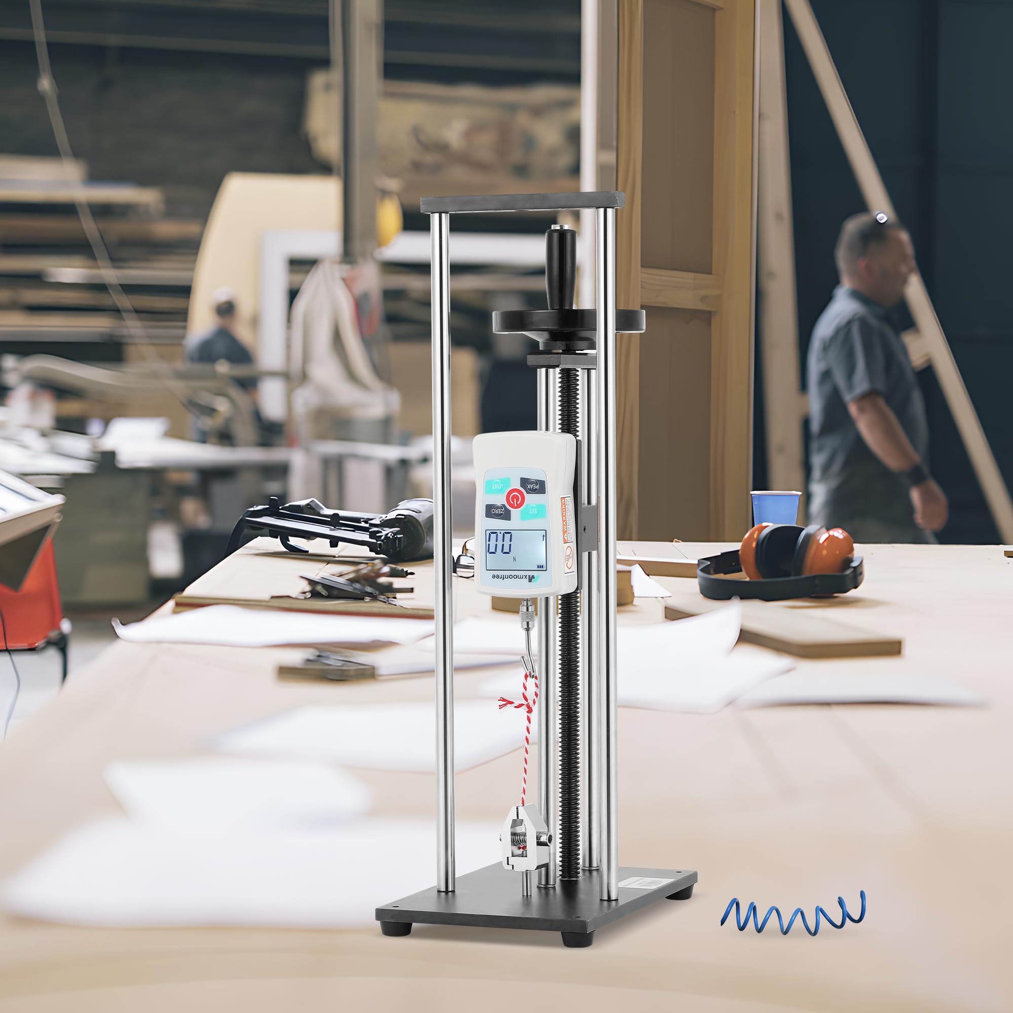 Manual Force Test Stand with Hand Wheel & Testing Clamp - 280mm/11'' Stroke Push Pull Gauge Stand (ESD Model) for Electronics Assembly, Quality Control & Material Testing | Force Gauge Not Included