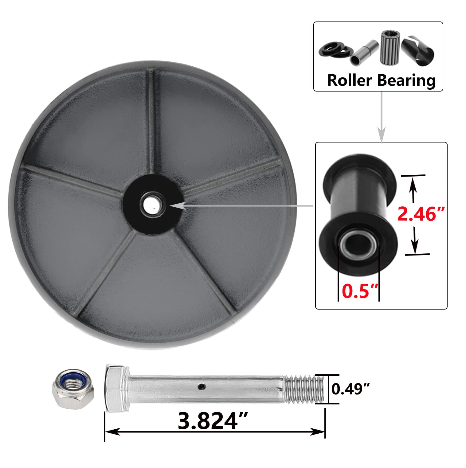 Heavy Duty 8 Inch Steel Cast Iron Caster Wheels - Set of 4 with Swivel for Tool Boxes, Workbenches & Industrial Equipment - 5200 LB Capacity - Perfect for Workshops, Garages & Warehouse Applications