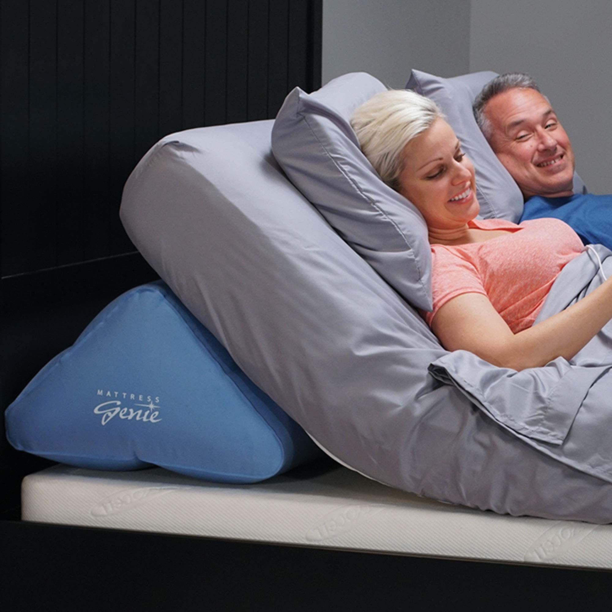 Contour Mattress Genie Inflatable Bed Wedge - Queen Size Portable Adjustable Bed Ramp | Hospital Bed Alternative for Elderly, Snoring Relief, Acid Reflux & GERD | Post-Surgery Recovery, Reading in Bed, Back Pain Relief & Better Sleep
