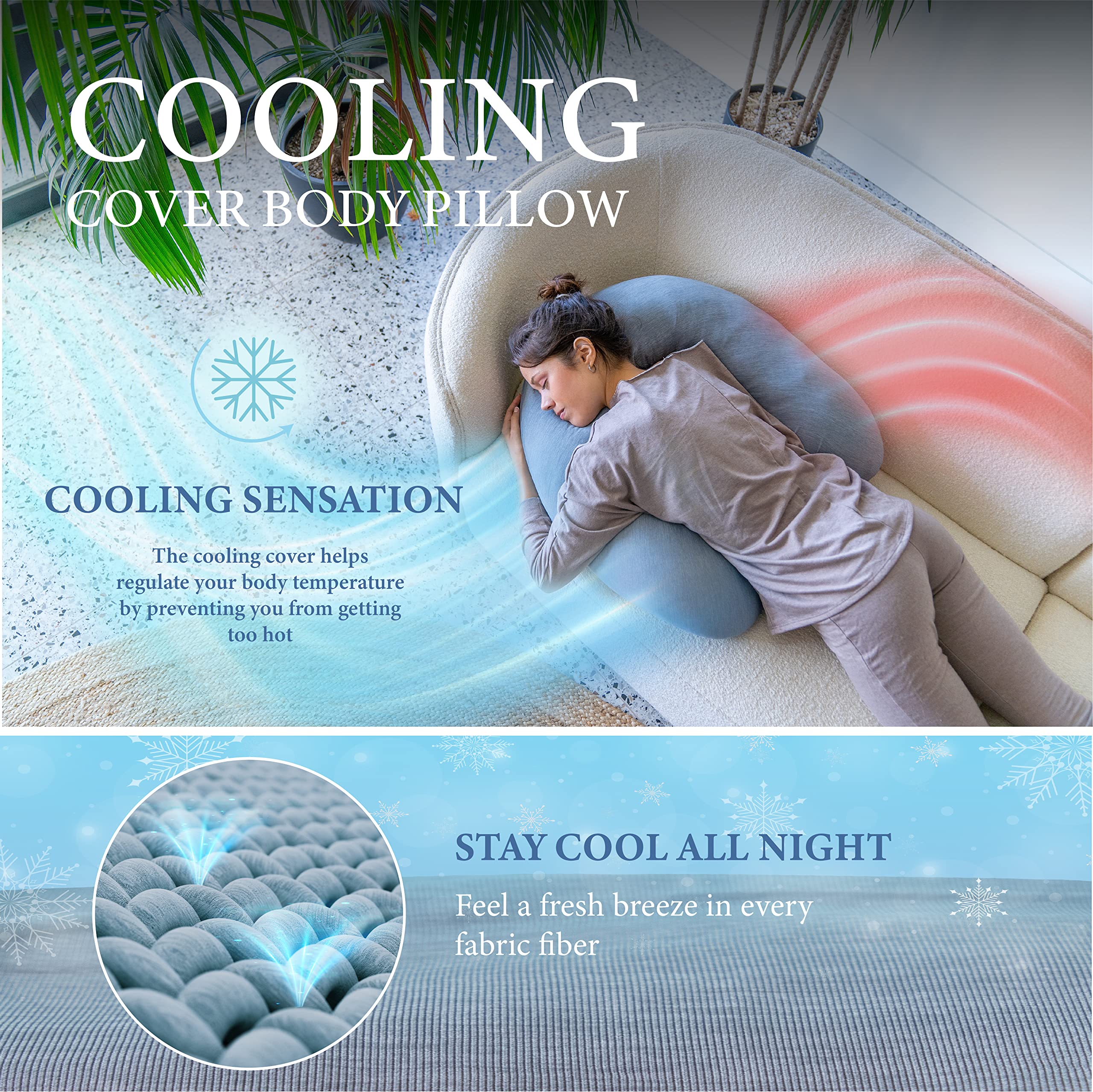 Pharmedoc Crescent Cooling Pregnancy Pillow for Adults - Maternity & Nursing Body Pillow for Side Sleepers - Dark Grey Cooling Cover - Perfect for Pregnancy Comfort, Breastfeeding Support & Better Sleep