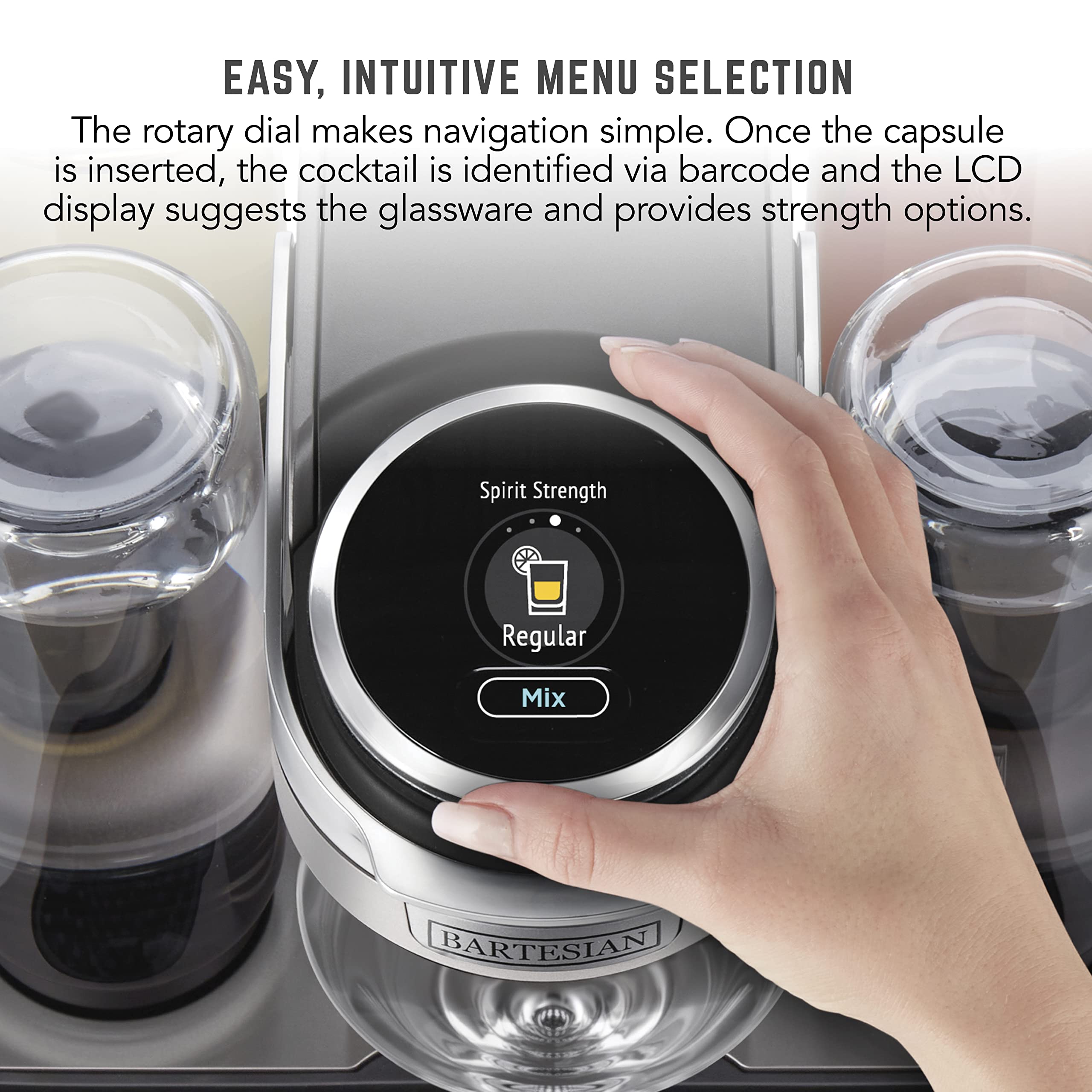 Bartesian Professional Cocktail Machine with 5 Premium Glass Bottles - Automatic Cocktail Maker for Home Bar, Parties & Entertaining (Renewed) - Perfect for Home Mixology, Hosting & Gift Giving