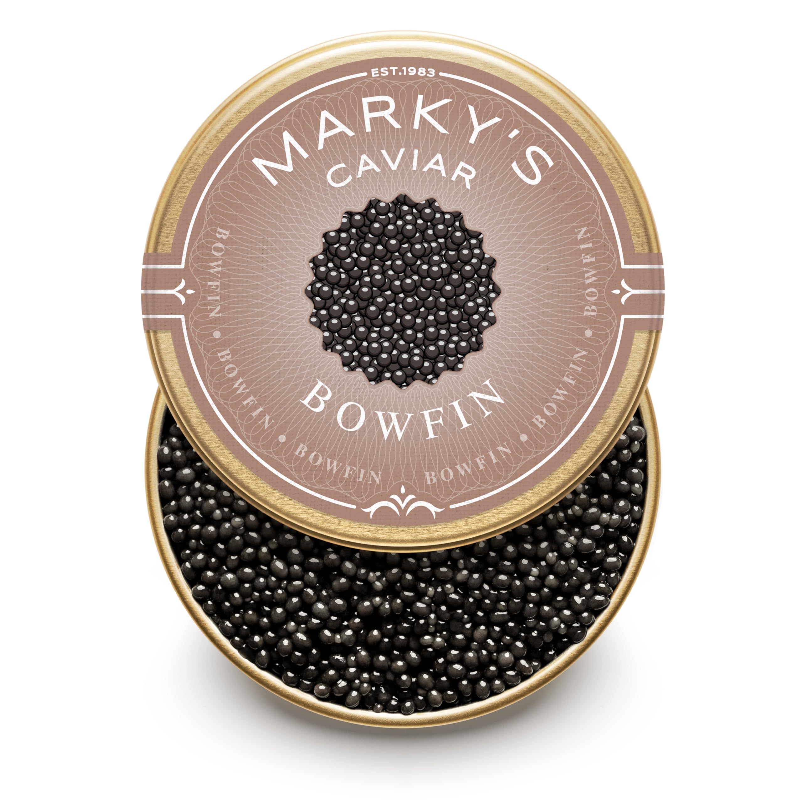 Premium MARKY'S American Caviar Gift Set - 4 Varieties (Hackleback, Paddlefish, Bowfin, Keta Salmon Roe) - 1 oz / 28g Each - Includes Mother of Pearl Spoon, Plate, Tin Opener & Blini - Ideal for Gourmet Gifts, Luxury Dining & Special Occasions - Ships Overnight with Cooler Bag