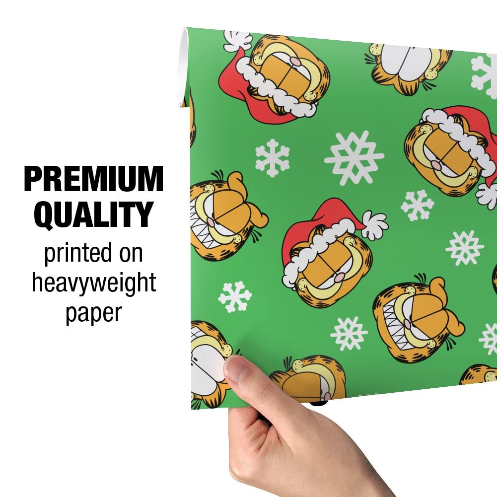 Garfield Christmas Faces Pattern Gift Wrap Wrapping Paper Rolls - Festive Holiday Present Wrapping for Gifts, Parties & Home Decor