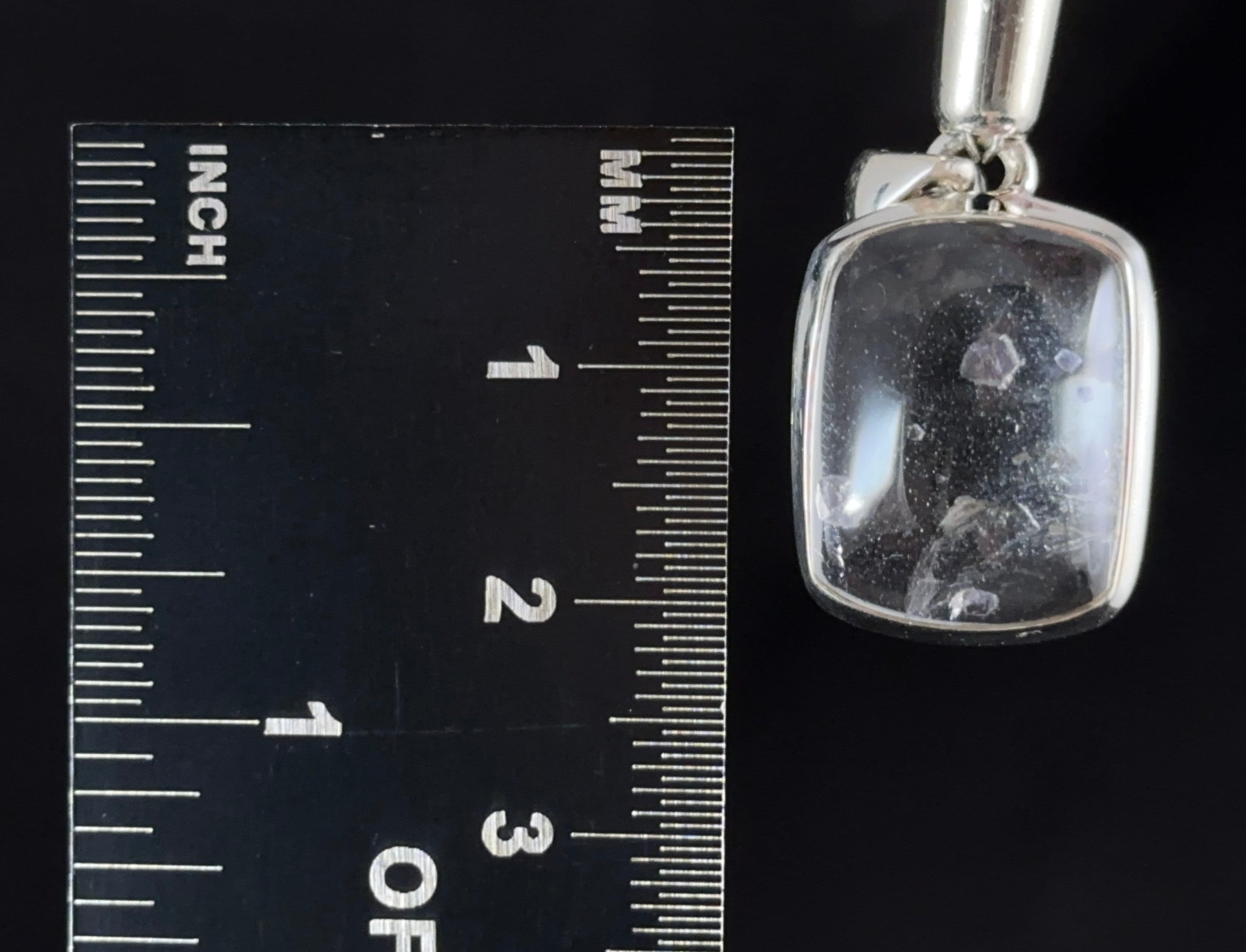 Natural Fluorite in Quartz Crystal Pendant - Sterling Silver Cabochon Fine Jewelry | Healing Stones for Energy & Balance | Unique Gift for Men & Women | Perfect for Meditation, Yoga & Spiritual Healing