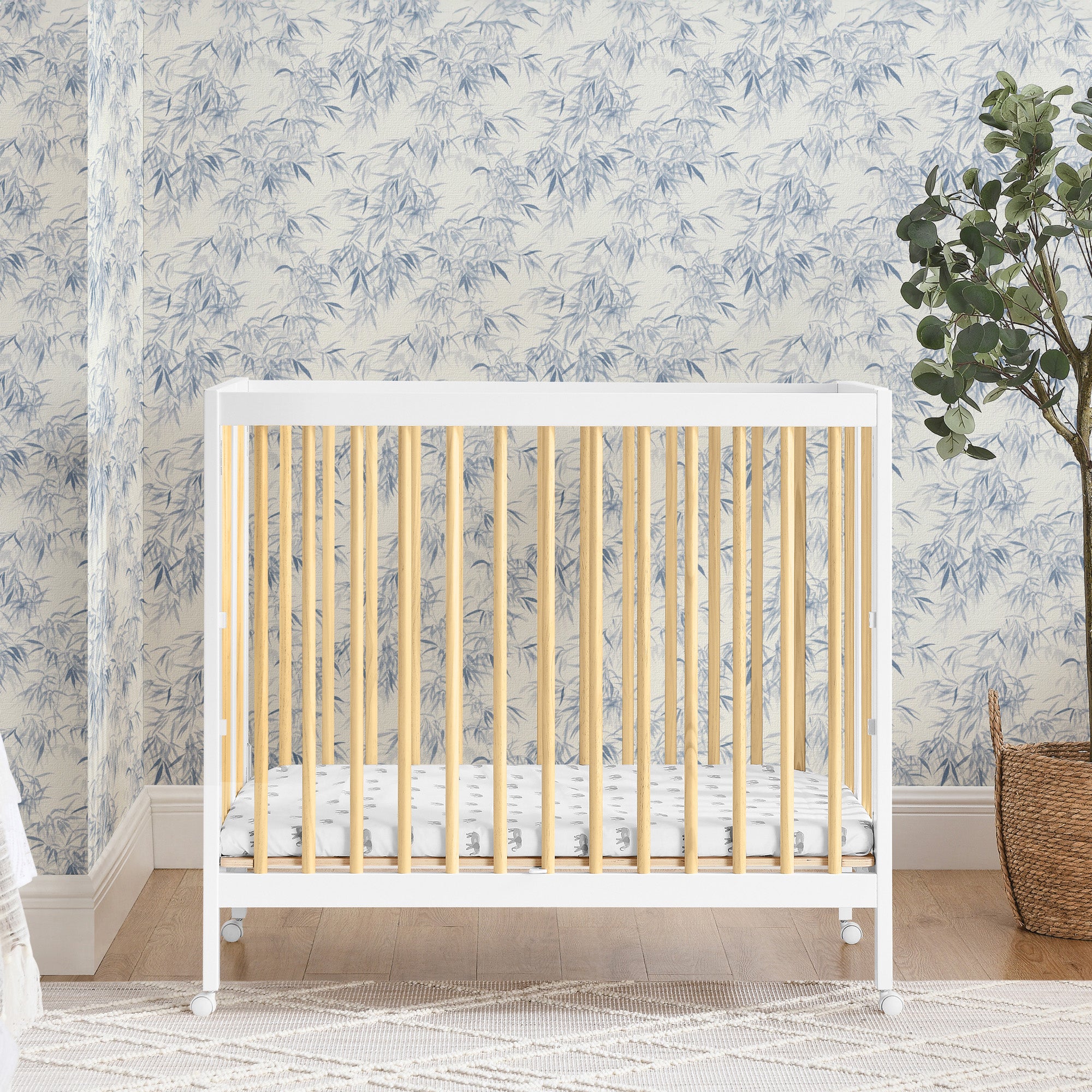Portable Folding Mini Crib with 1.5 Inch Mattress - Lightweight Travel Baby Bed for Nursery, Home & On-The-Go Use