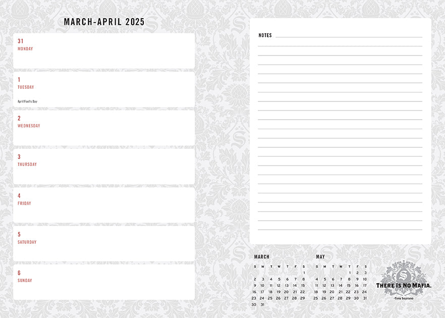 The Sopranos 2025 Weekly Planner - 13 Month Calendar with Quotes | Perfect for TV Show Fans, Office & School Organization, Gift Idea