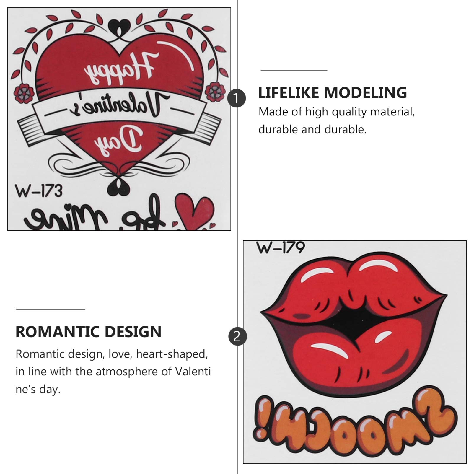 EXCLUZO 40 Sheets Heart Shaped Temporary Tattoos - Cute Cartoon Body Art Stickers for DIY Crafts, Party Favors & Holiday Decorations - Perfect for Adults, Teens & Festival Events