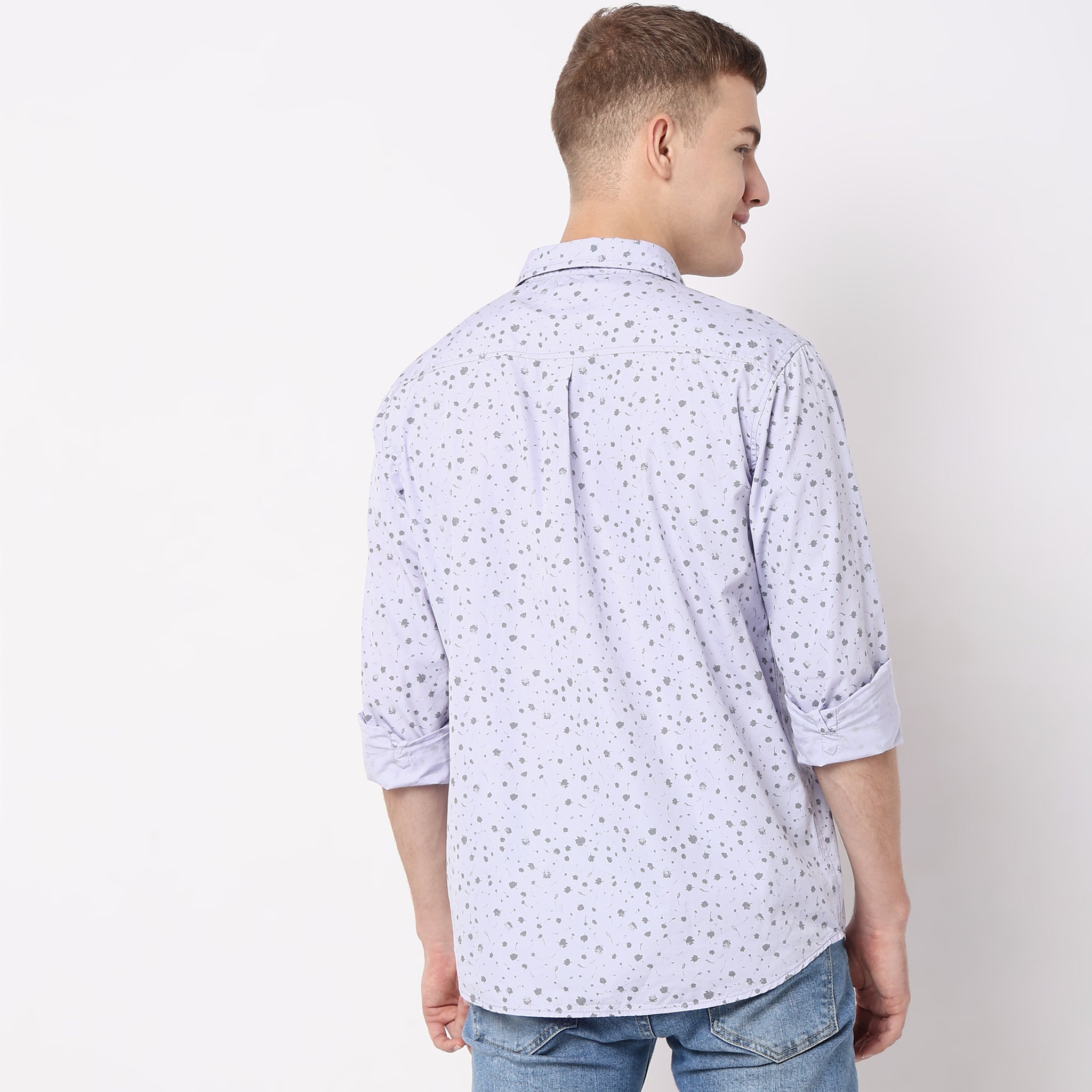 Modern Explorer 100% Washed Indigo Blue Print Super Soft Regular Fit Shirt for Men - Casual Wear, Office & Outdoor Adventures
