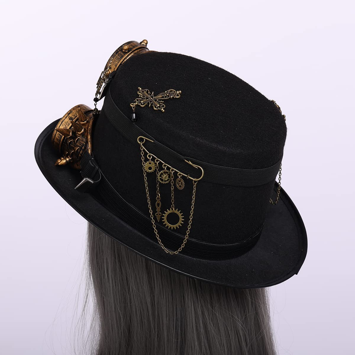 Steampunk Top Hat with Goggles for Women & Men - Victorian Gothic Halloween Costume Accessory - Perfect for Cosplay, Halloween Parties, and Themed Events