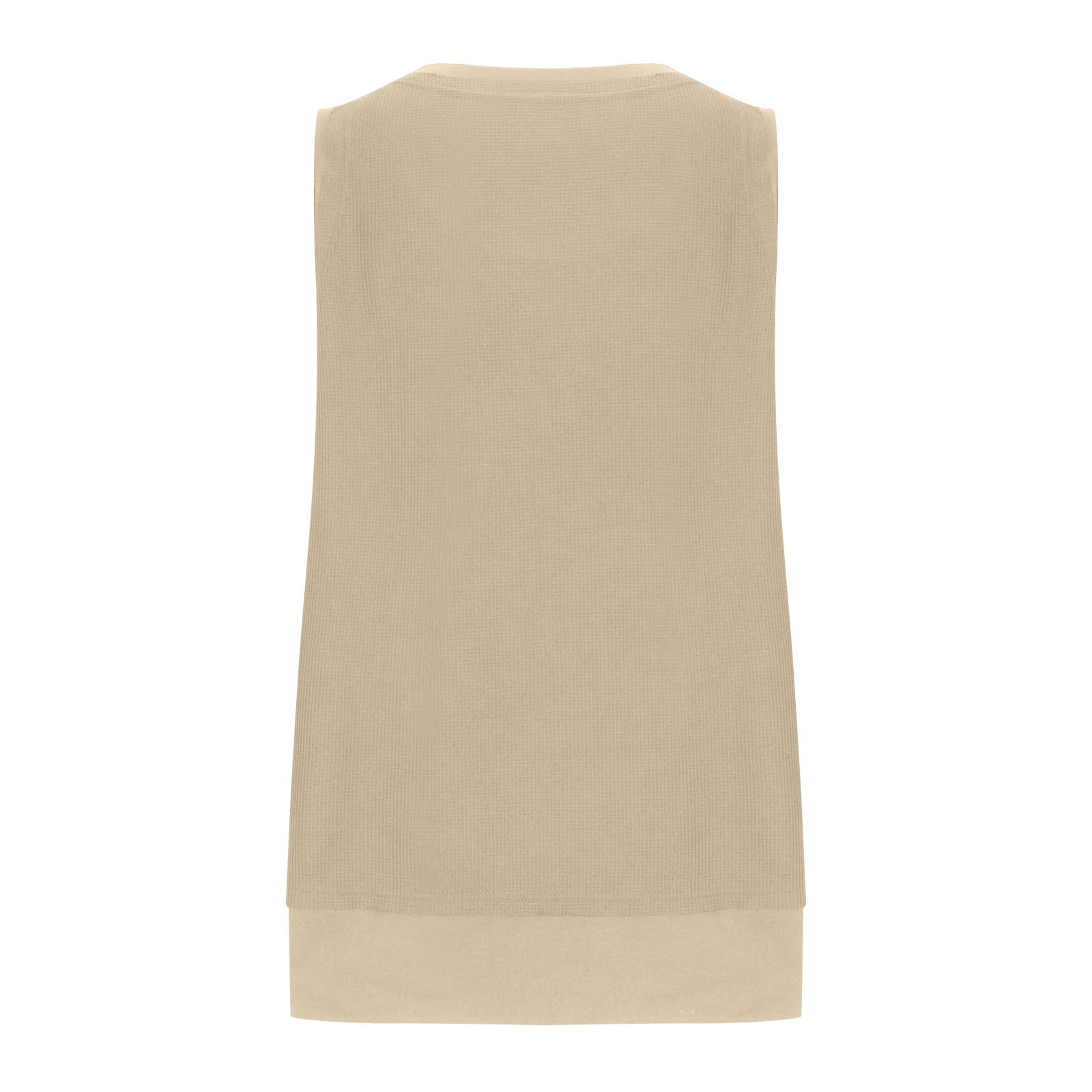 Women's Lastesso Tank Tops 2024 - Crewneck Sleeveless Relaxed Fit Shirts | Solid Color Waffle Knit Summer Beachwear | Perfect for Lounge, Vacation & Casual Outings