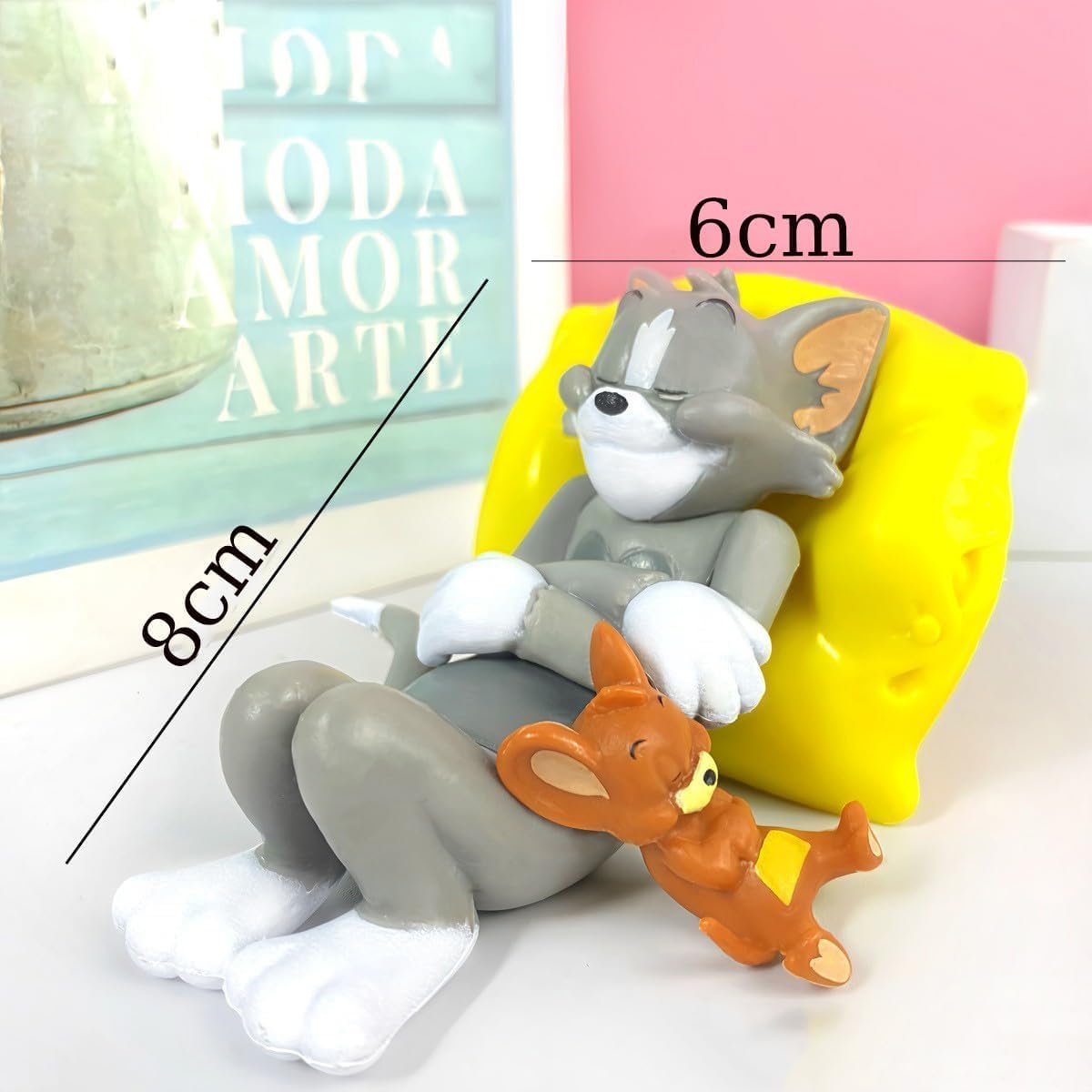 Tom & Jerry Cute Sleeping Car Dashboard Decor - Adorable Plastic Toy for Car Interior & Tabletop Display | Perfect Gift for Cartoon Fans & Car Accessory Lovers