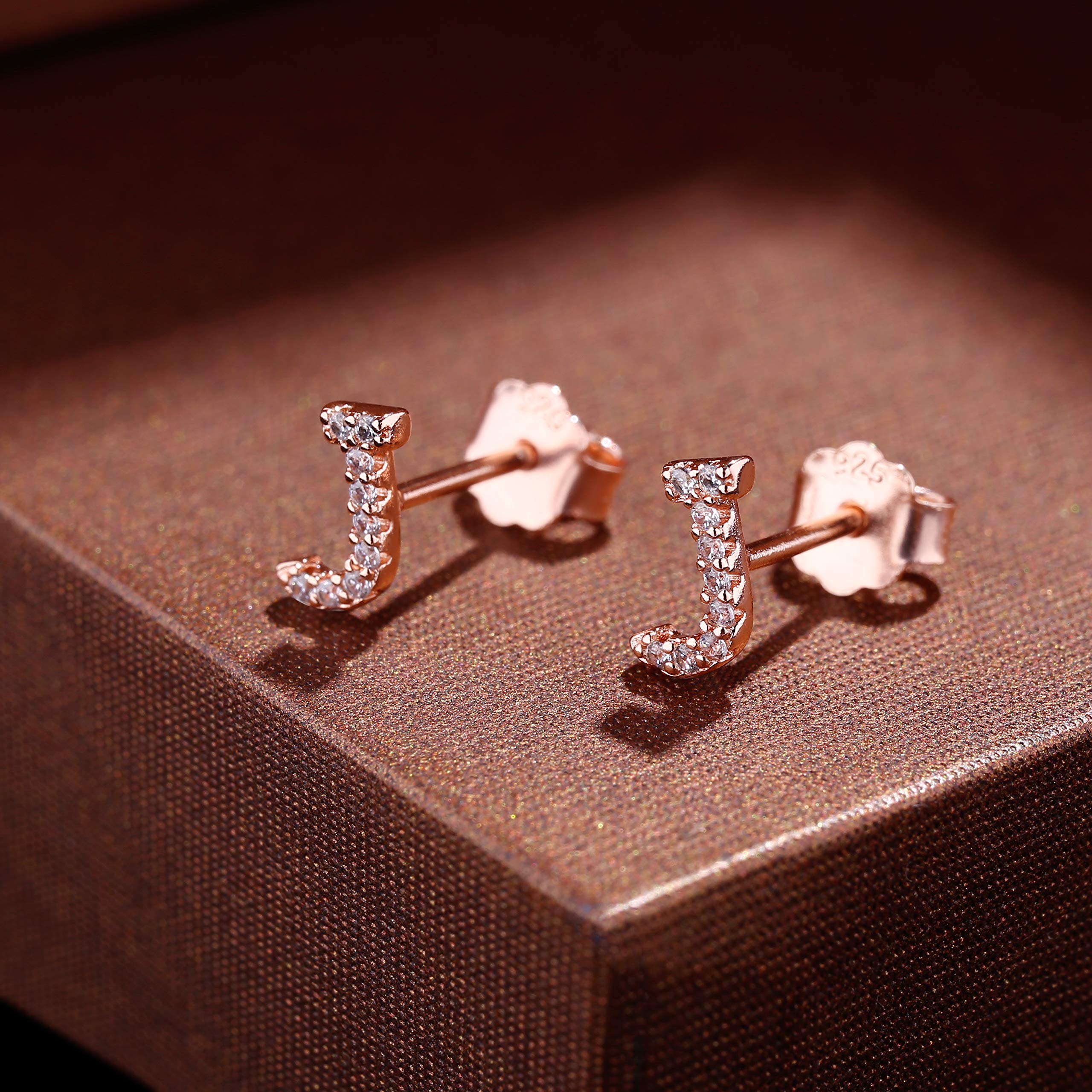 MONOOC Initial Stud Earrings for Women & Girls - Hypoallergenic S925 Sterling Silver Cubic Zirconia Letter Earrings | Perfect Birthday Gift, Everyday Jewelry for School, Work & Special Occasions