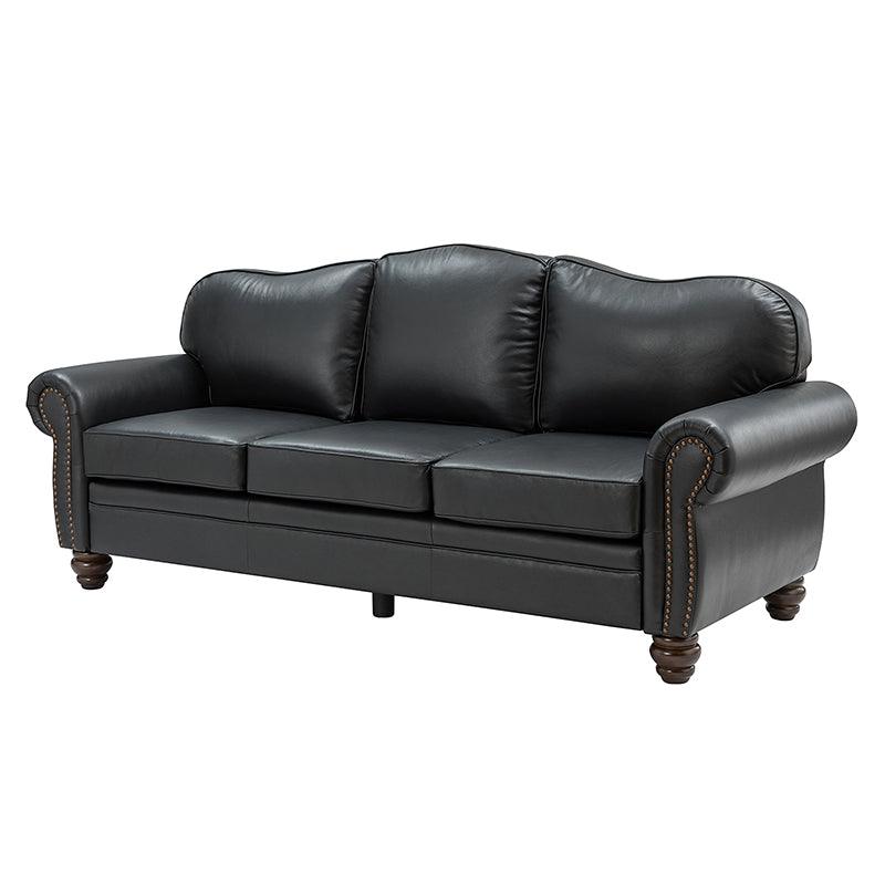 Flavio 81 Genuine Leather Sofa - Premium Full Grain Leather Couch for Living Room, Lounge & Office - Comfortable Modern Sectional Sofa with Sturdy Wood Frame