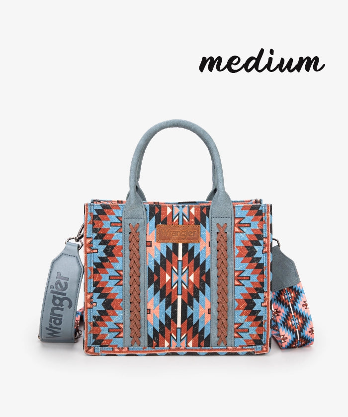 Wrangler Aztec Print Whipstitch Canvas Tote Bag Set - Stylish & Durable Handbag for Women, Perfect for Shopping, Beach & Everyday Use