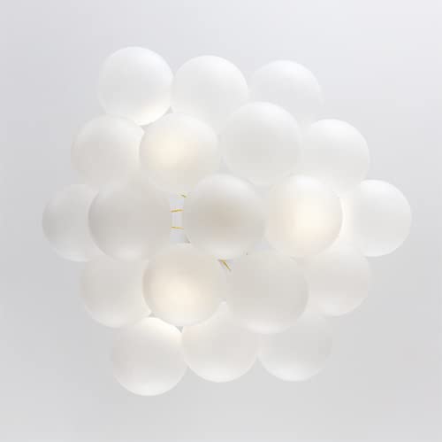 Modern White Frosted Glass LED Pendant Light - 19 Balloon Design Chandelier for Living Room & Dining Room - Gold Finish 110V-120V - Perfect for Home, Restaurant and Office Lighting Decor