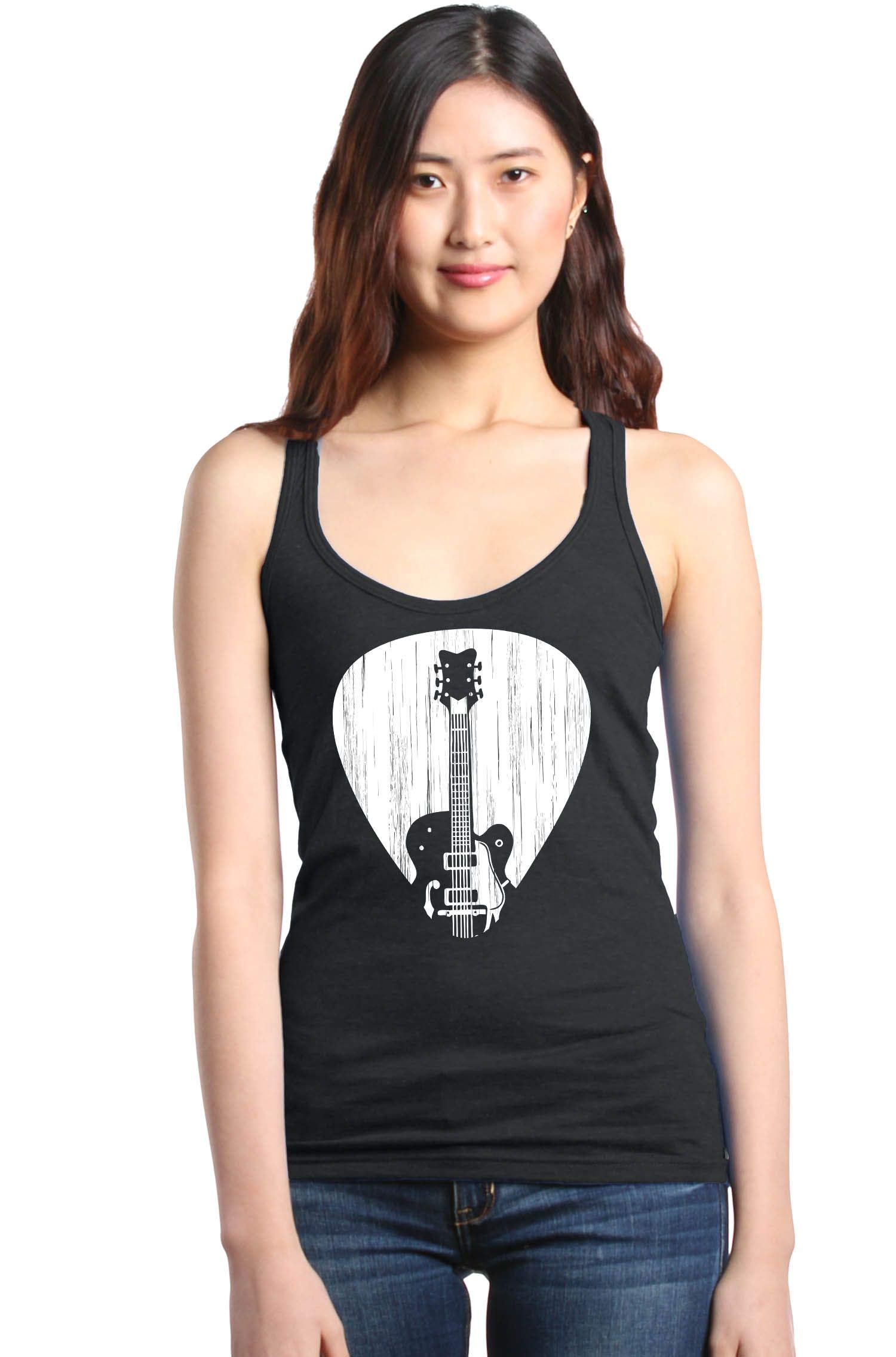 Electric Guitar Pick Musician Women's Racerback Tank Top - Slim Fit Performance Shirt for Concerts & Music Festivals