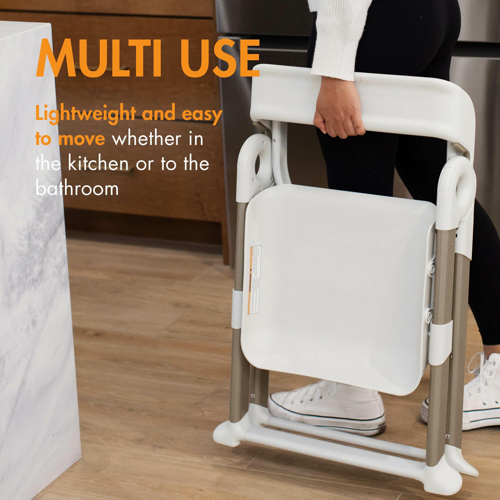 Boon Pivot Toddler Tower - Foldable Kitchen Step Stool for Kids with CPC Certification - Safe Learning Stool for Toddlers 18 Months to 4 Years (White) - Perfect for Bathroom Sink, Kitchen Counter & Montessori Activities
