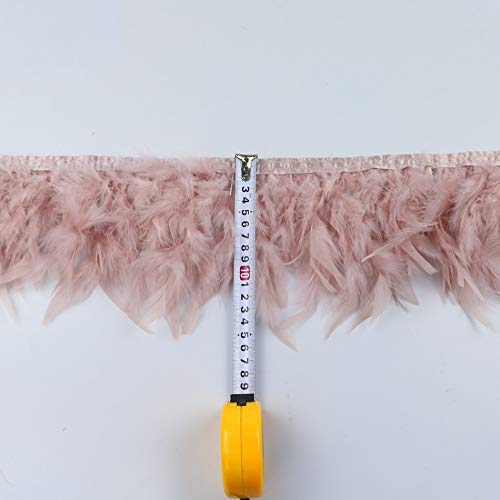 10Mets 6-8 Inch Turkey Feather Trim Fringe with Satin Ribbon - DIY Wedding Dress Accessories for Women, Party Decorations & Sewing Crafts (Light Blue) - Perfect for Bridal Gowns, Costume Design, and Home Décor