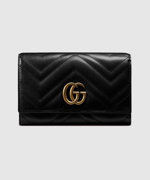 Gucci GG Marmont Chevron Continental Wallet for Women - Black Leather Luxury Designer Wallet - Perfect for Everyday Use, Travel & Gift Giving