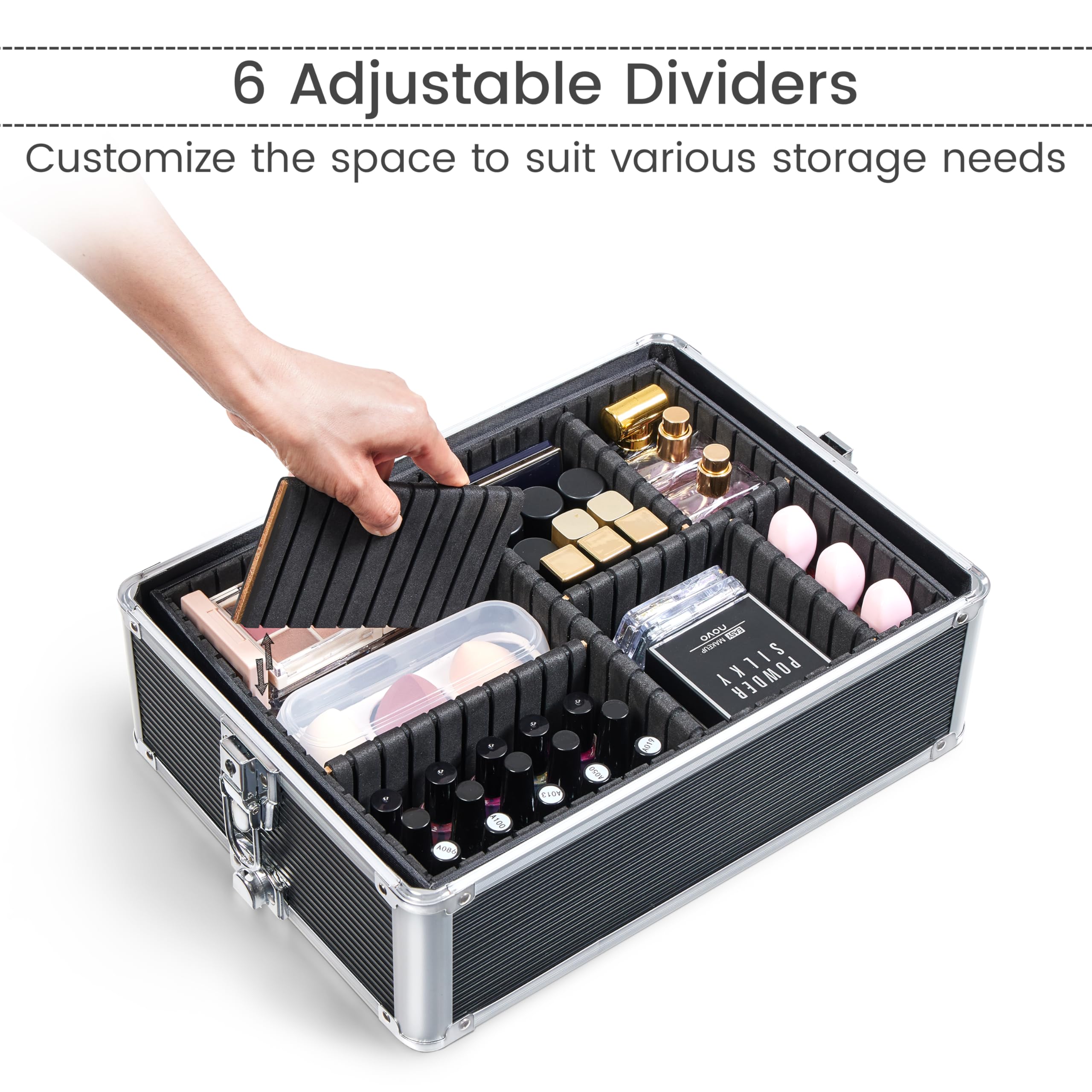 Yaheetech 5-in-1 Professional Makeup Train Case - Rolling Cosmetic Organizer with Wheels, Aluminum Beauty Travel Storage Case for Salon & Home Use (Black) | Perfect for Makeup Artists, Cosmetologists & Travel Beauty Essentials