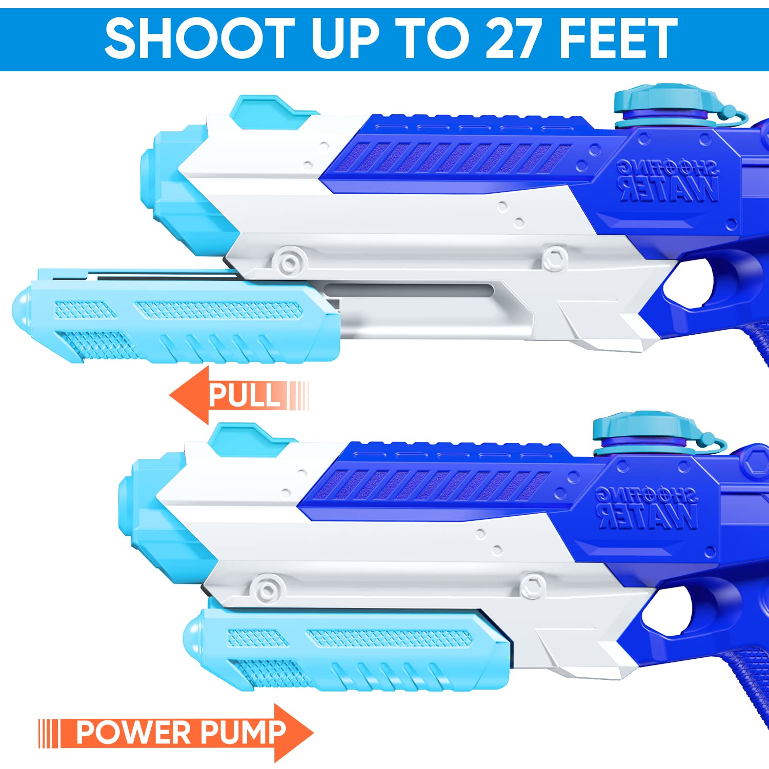 **4 Pack 400CC High Capacity Water Guns for Kids & Adults - 40ft Long Range Super Soaker Squirt Toys, Perfect for Pool, Beach, Backyard & Outdoor Summer Fun - Best Gifts for Boys & Girls**