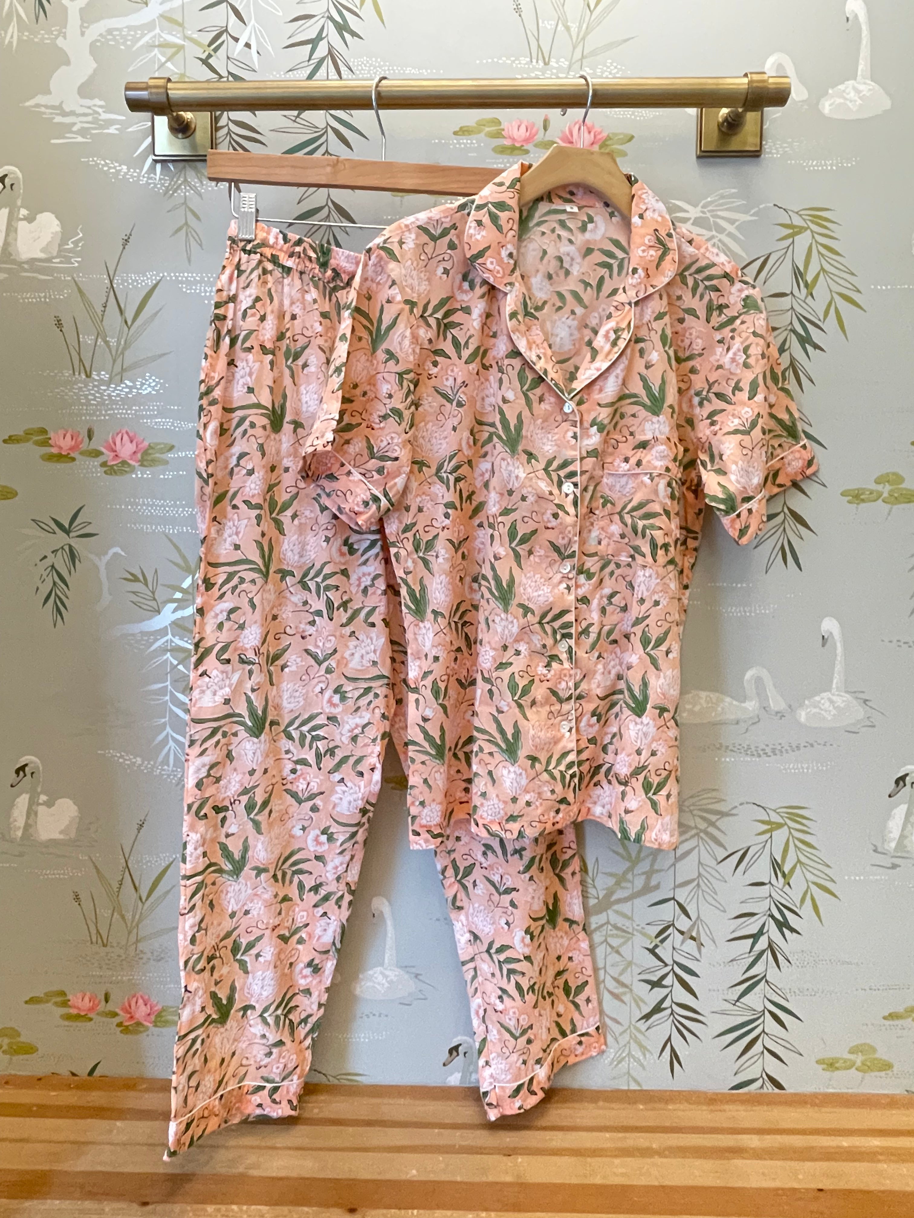 Georgia Peach Pajamas for Women - Soft Cotton Sleepwear Set with Short Sleeve & Shorts - Comfortable Loungewear for Summer Nights, Sleepovers, and Relaxing at Home