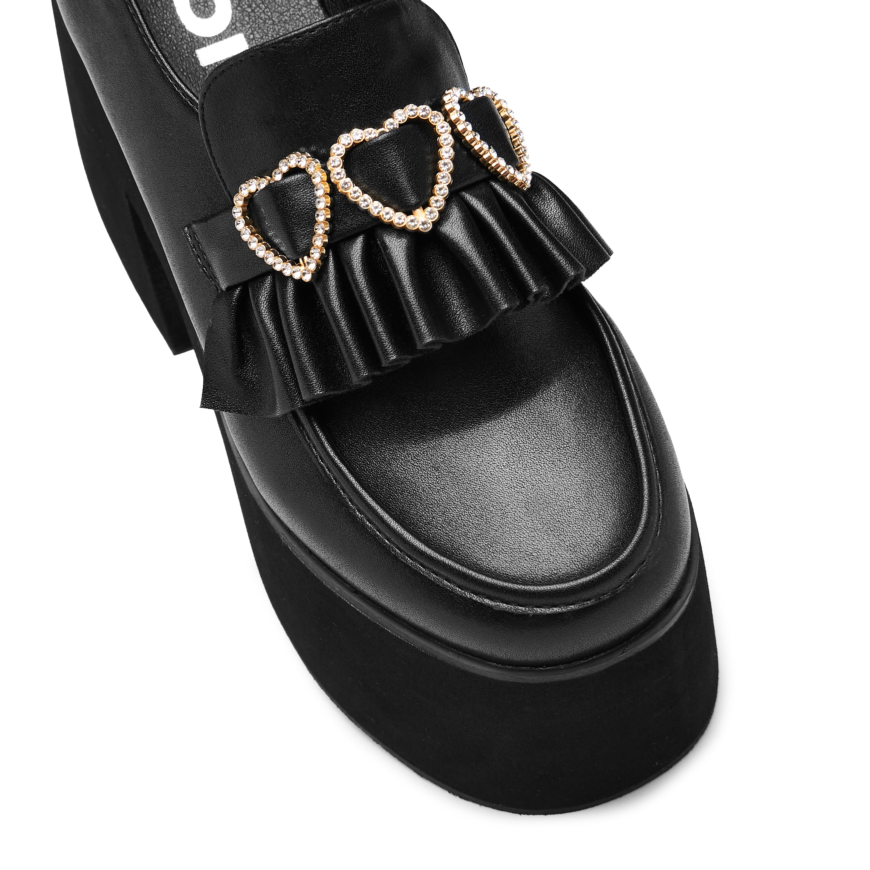 Dark Delights Chunky Heart Platform Shoes - Black | Trendy Gothic Footwear for Women | Perfect for Casual Outfits, Date Nights & Street Style