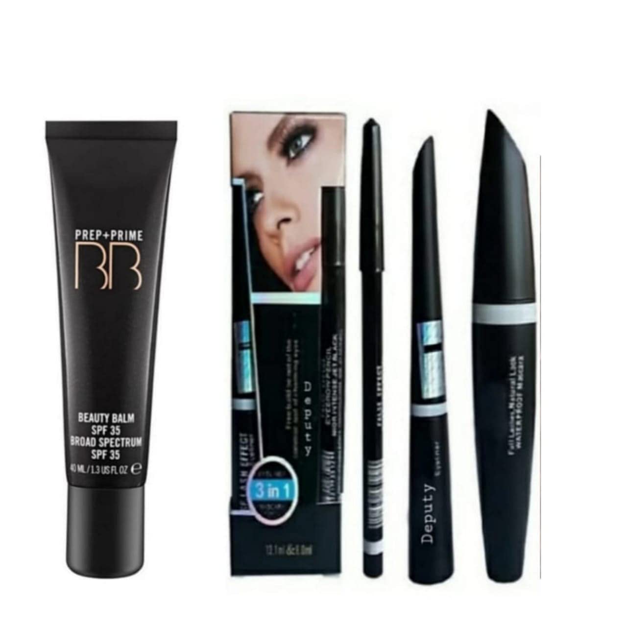 Deputy PREP+PRIME BB Beauty Balm Cream with Waterproof Mascara, Liquid Eyeliner & Eyebrow Pencil - 5-in-1 Makeup Kit for Flawless Coverage, Long-Lasting Wear | Perfect for Daily Use, Special Occasions & On-The-Go Touch Ups