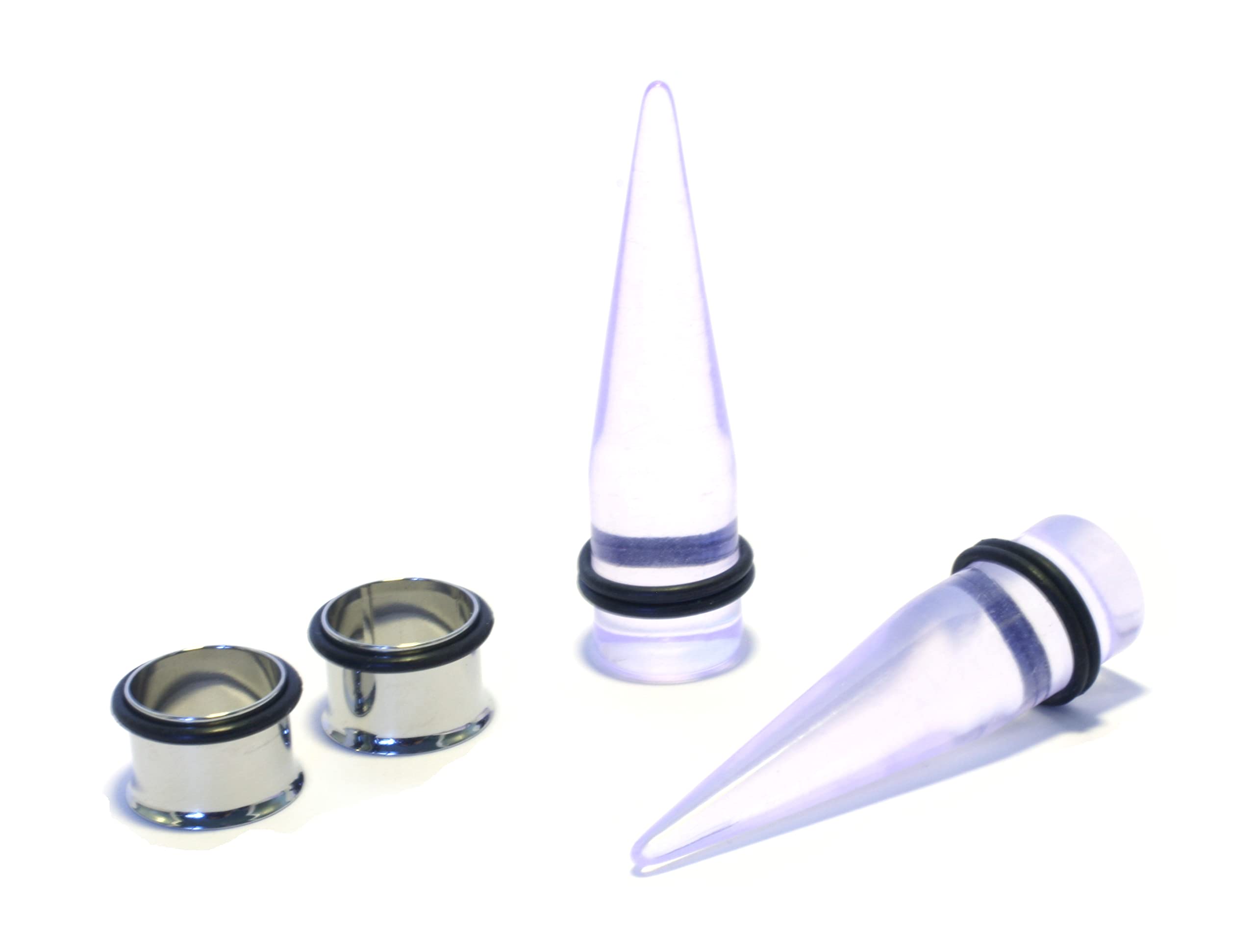 Stretching Kit with Clear Tapers & Steel Tunnels - Ear Gauges Plugs 1/2