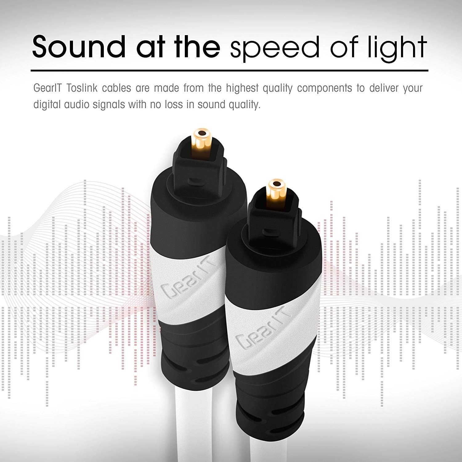 GearIT Pro Series TOSLINK Digital Optical Audio Cable 10ft - High-Speed Fiber Optic Cable for Crystal Clear Audio - Compatible with HDTV, PS3, TiVo, Sound Bar, Stereo Receiver & Home Theater System - Perfect for Gaming, Movie Nights & Music Streaming (White)