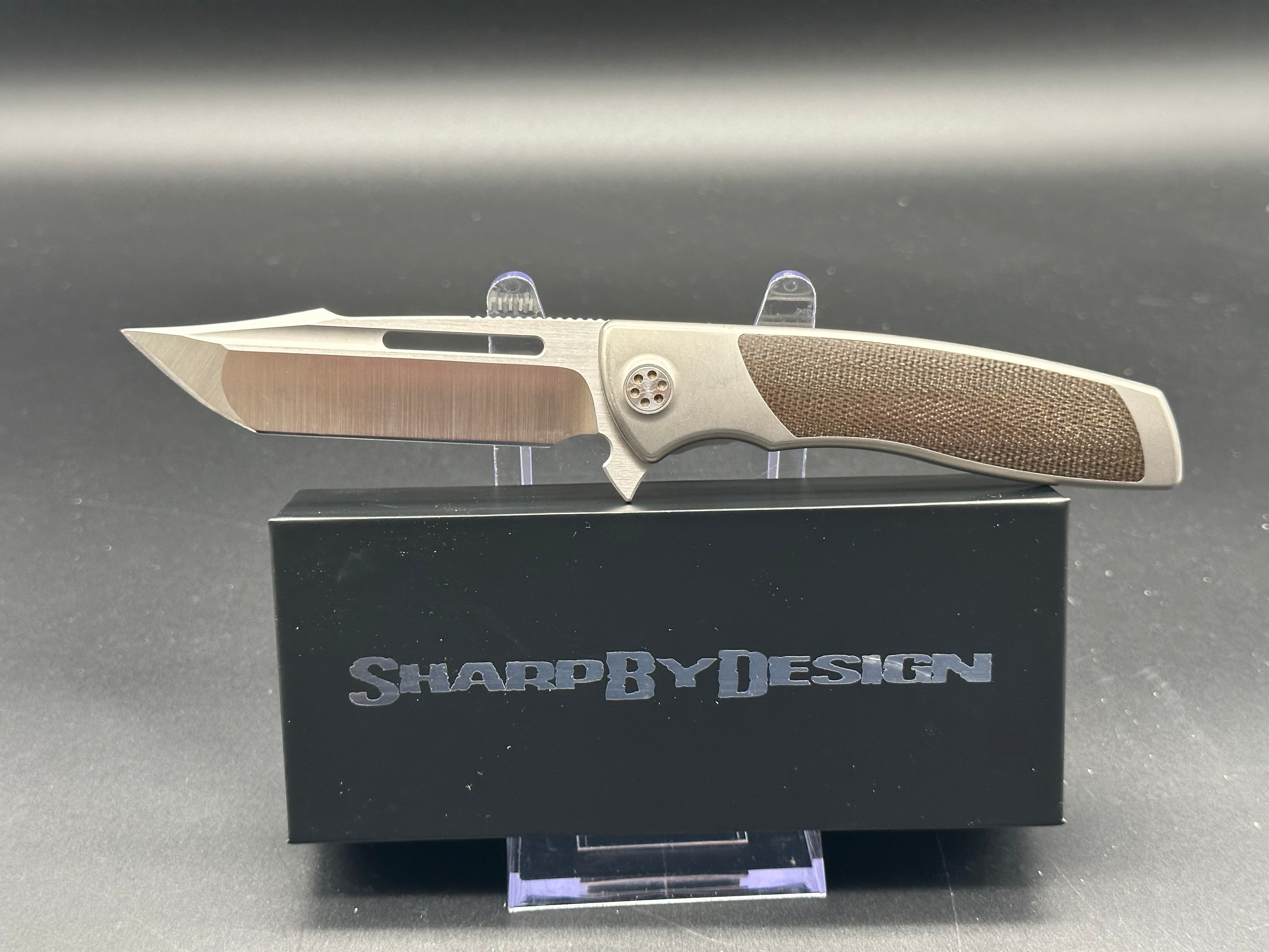 Sharp by Design Mini Evo Typhoon Folding Knife - Premium Titanium & Micarta Handle - EDC Pocket Knife for Outdoor, Camping & Everyday Carry