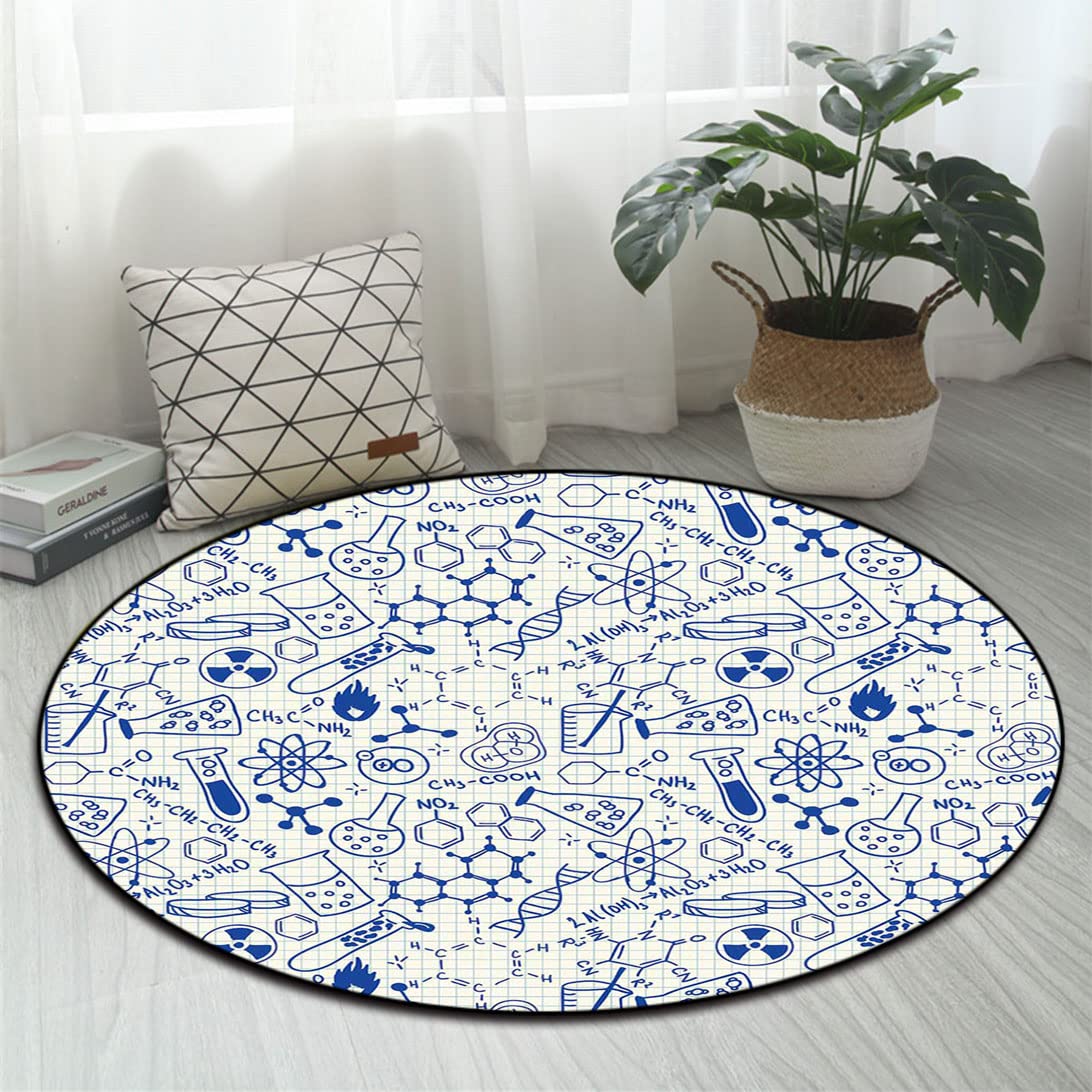 Premium Kids Room Decor Rug - Chemistry Geometry Math Genius Themed Non-Slip Kitchen Mat (79