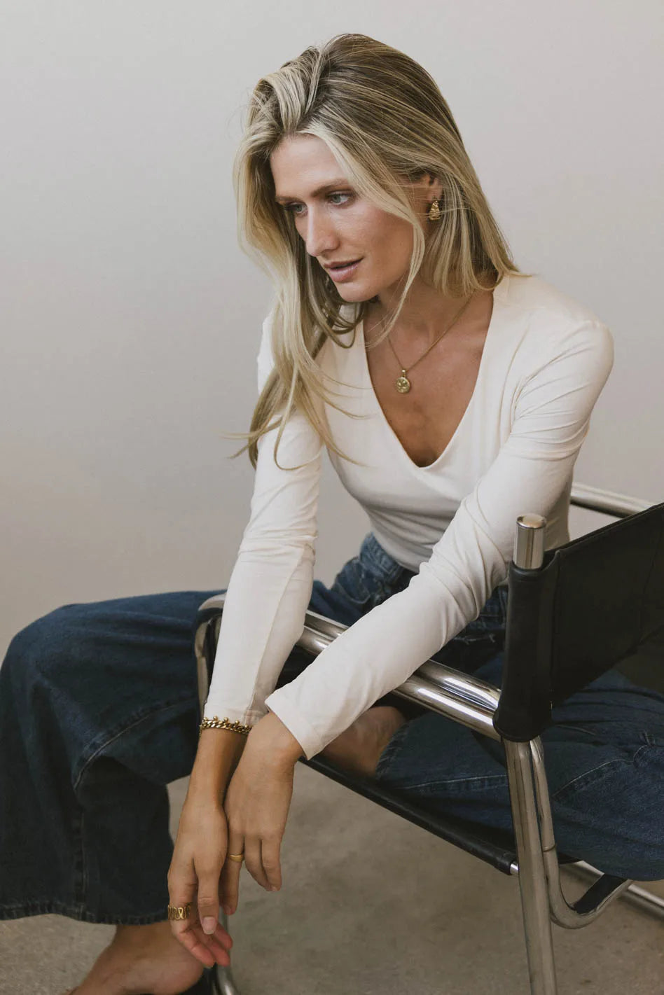 Iris Basic Top in Cream | Women's Casual T-Shirt | Soft Cotton Comfort | Perfect for Everyday Wear & Layering | FINAL SALE