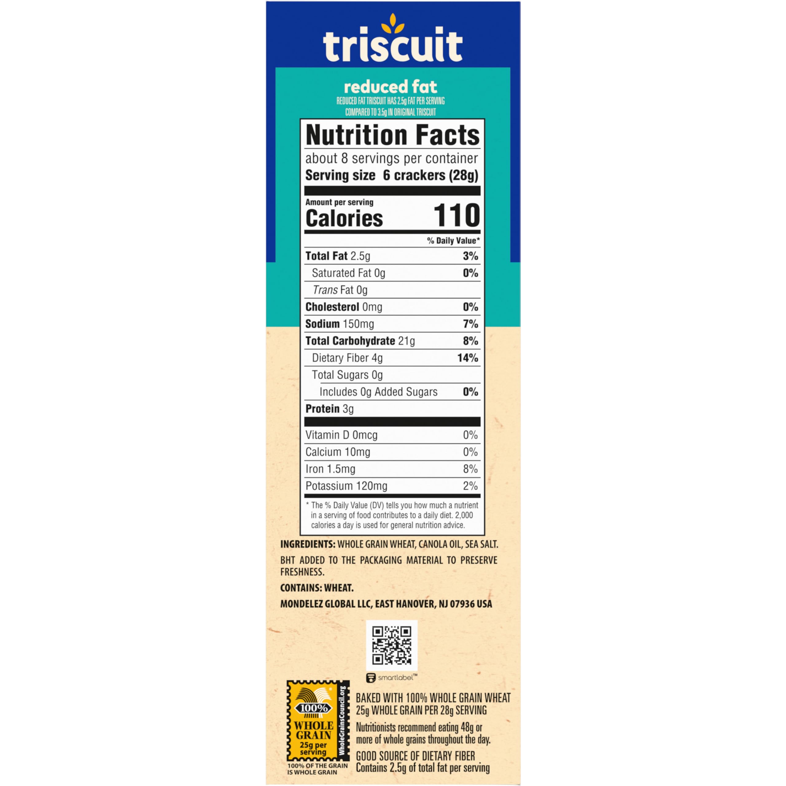Triscuit Reduced Fat Whole Grain Wheat Crackers - Vegan, Gluten-Free Healthy Snacks for Lunch, Office & On-The-Go - Bulk Pack of 6 (7.5 oz Boxes) - Perfect for Parties, School & Work Snacking