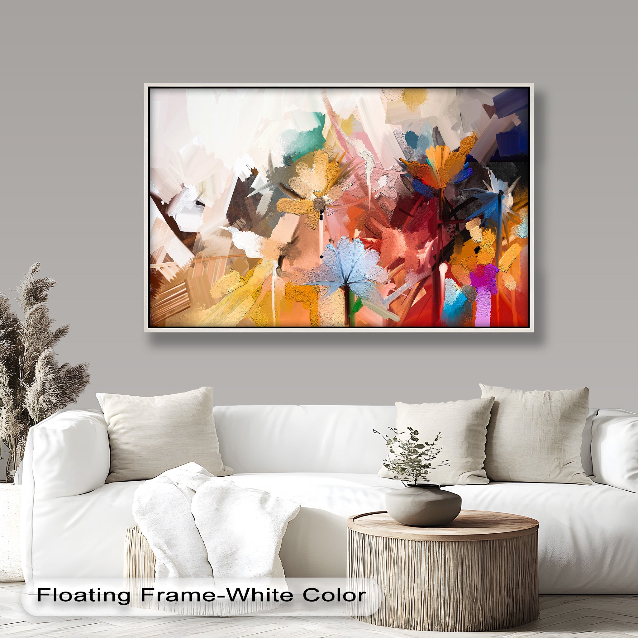 Abstract Colorful Spring Flower Oil Painting - Modern Floral Artwork for Home Decor, Living Room Wall Art, Office Decoration