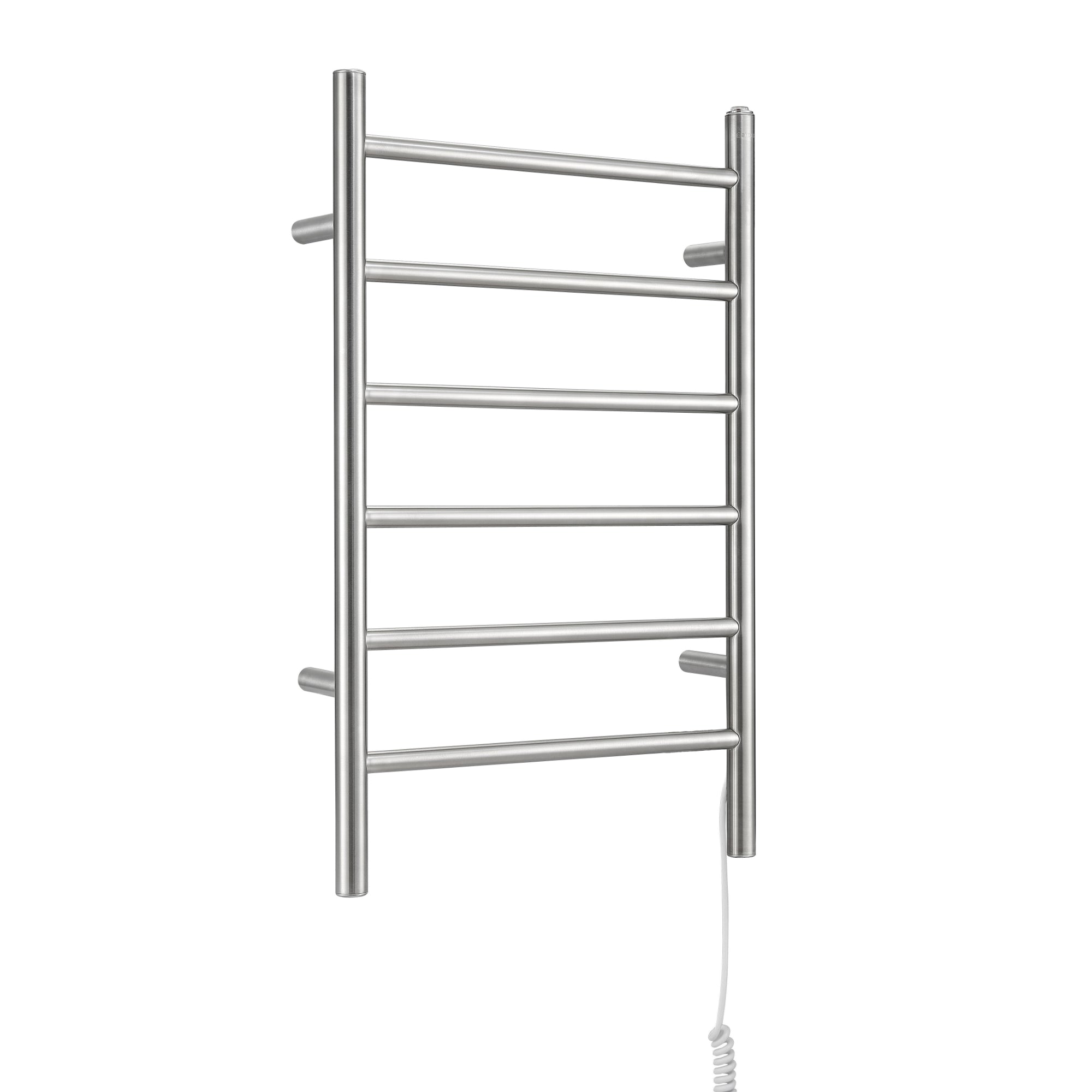 Premium 6-Bar Hardwired & Plug-In Towel Warmer - Brushed Stainless Steel - Fast Heating Bathroom Luxury for Spa, Hotel & Home Use