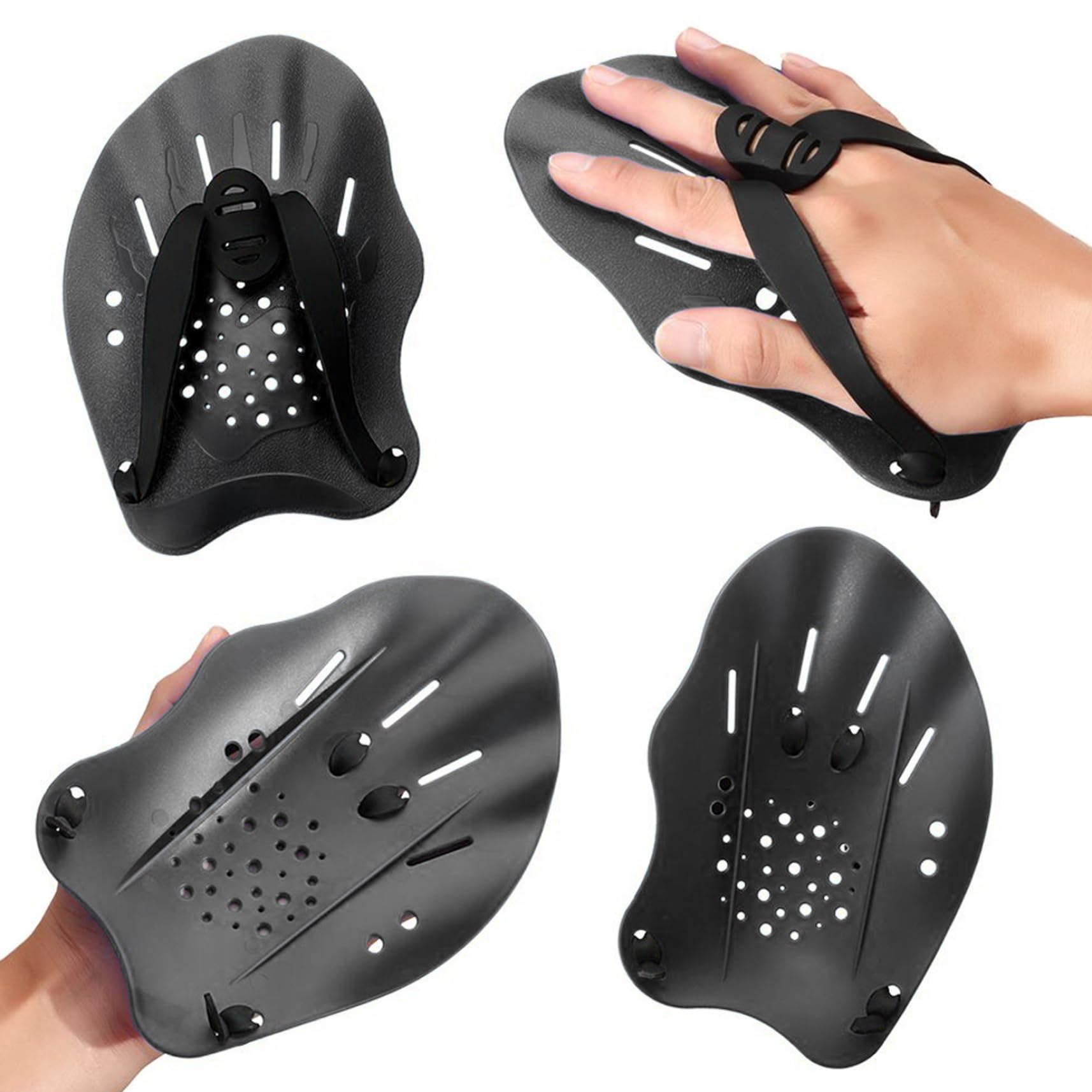 Swimming Hand Paddles with Adjustable Straps - Swim Training Gear for Pool Workouts & Strength Building | Perfect for Swim Coaches, Competitive Swimmers & Water Aerobics