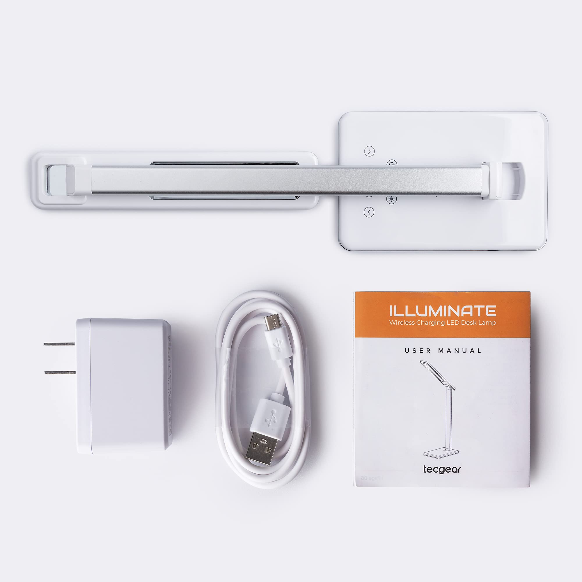 Multifunctional LED Desk Lamp with Wireless Charger & USB Port - 4 Light Modes, 6 Brightness Levels, Touch Control - Auto Timer (30/60 Min) - Eye-Caring Office Study Lamp with Adapter (White) - Perfect for Home Office, Dorm Room & Night Reading