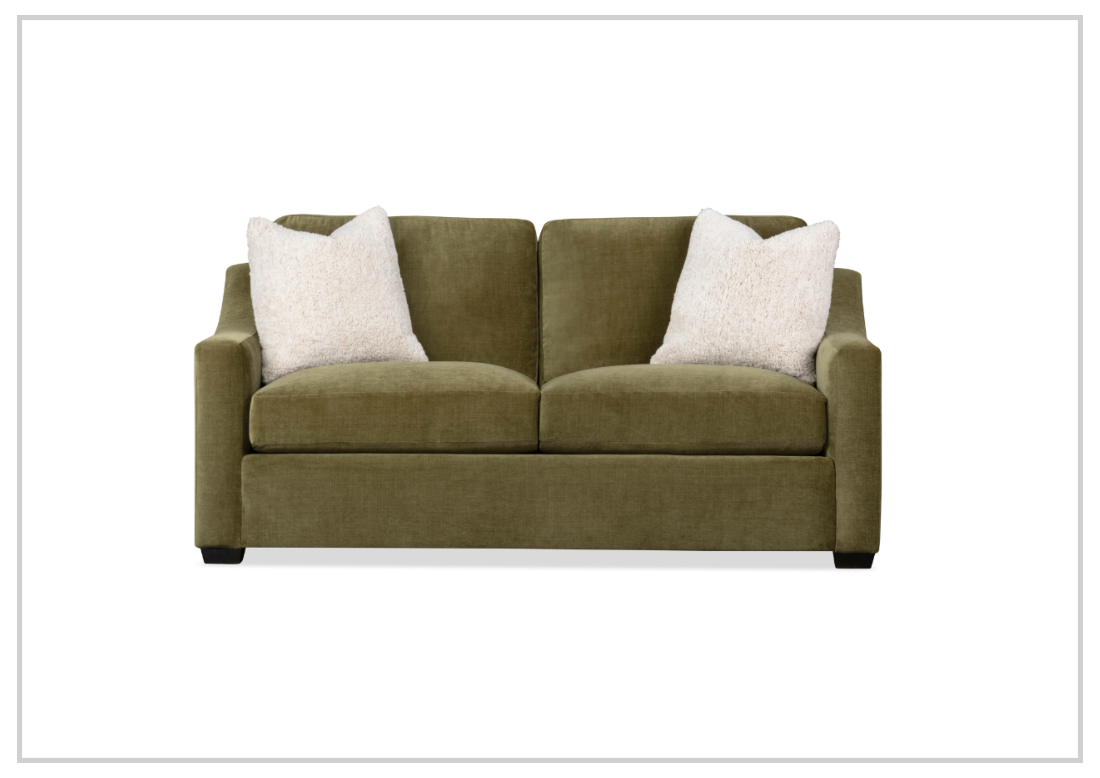 Klaussner Kavon Olive Green Fabric Sofa with Slope Arms - Modern Living Room Furniture for Comfortable Relaxation & Home Decor