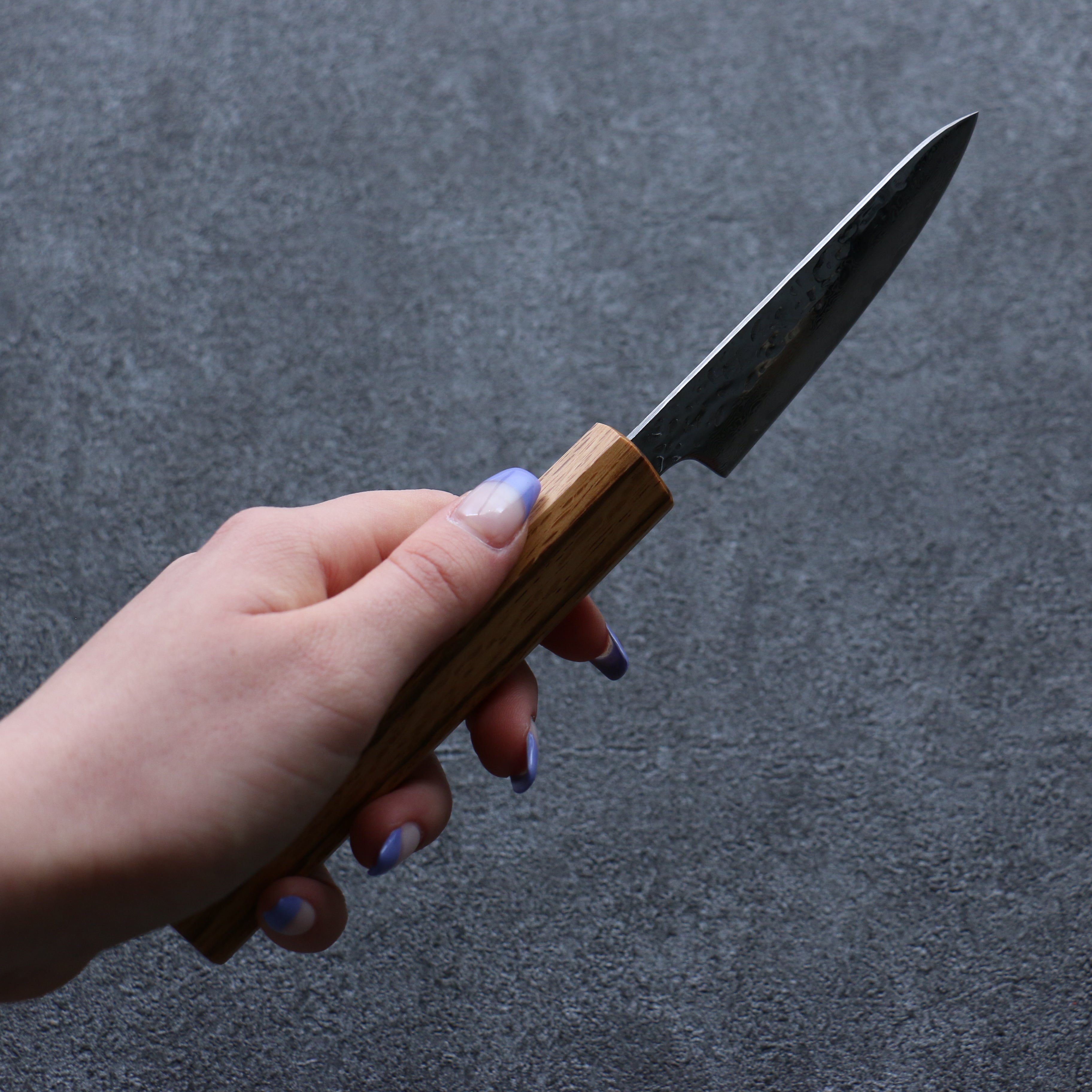 Premium AUS10 Hammered Damascus Petty Knife 80mm - Oak Handle Japanese Kitchen Utility Knife for Slicing, Peeling & Precision Cutting - Perfect for Home Chefs & Professional Kitchens
