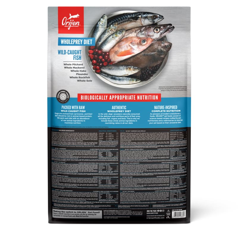 ORIJEN Six Fish Dry Dog Food - Premium Grain-Free Recipe for Adult Dogs (5lb, 13lb, 25lb) | High-Protein Kibble for Skin & Coat Health | Perfect for Active Dogs & Outdoor Adventures