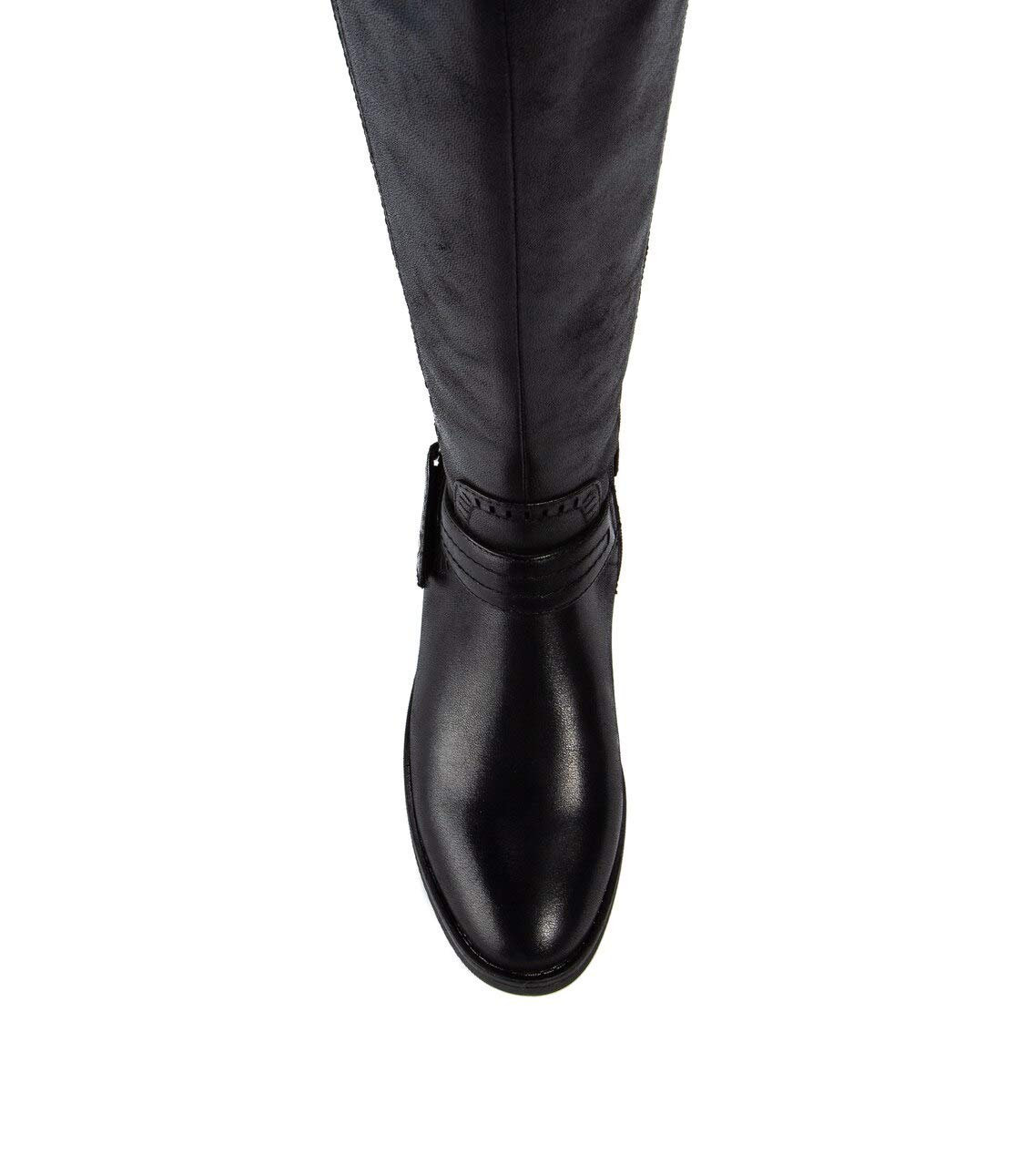 BareTraps Women's Abram Laser Cut Mixed Media Riding Boots - Black, Size 8 Medium (B,M) | Stylish & Comfortable Equestrian Boots for Casual Wear, Horseback Riding & Fall Fashion