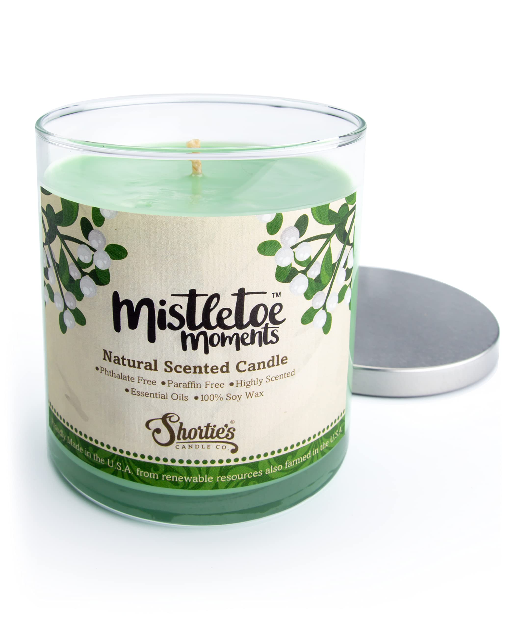 Mistletoe Moments Scented Natural Soy Candle - 9oz Essential Oil Infused, 100% Phthalate & Paraben Free, Clean Burning Soy Wax - Perfect for Christmas Decor, Holiday Gifts & Cozy Home Aromatherapy