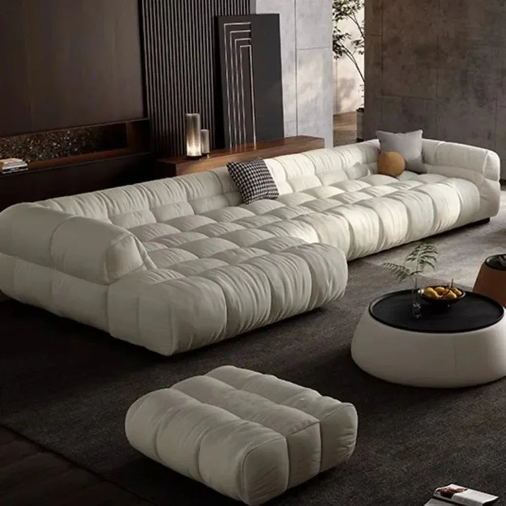 Luxury Sectional Puff Sofa Set for Living Room - Comfortable & Durable Modern L-Shaped Couch with Soft Fabric - Perfect for Family Gatherings, Movie Nights and Small Space Apartments